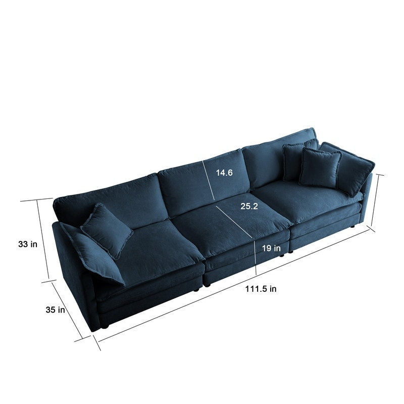 Ensemble 2 pièces, canapé surdimensionné avec assise extra profonde, recouvert de chenille, comprenant un canapé 3 places + un canapé 2 places.