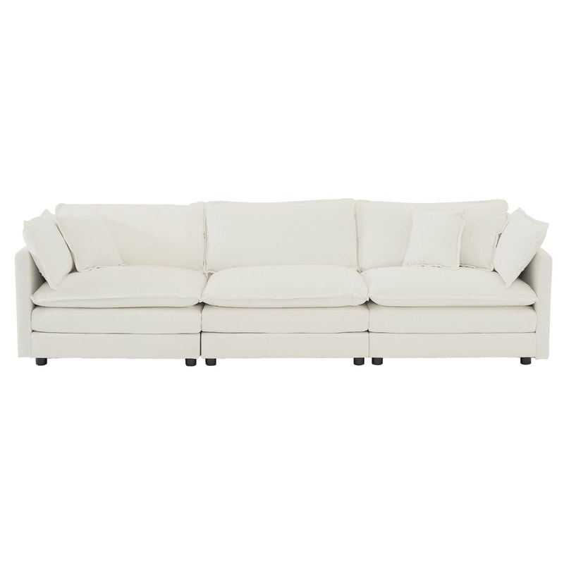Ensemble 2 pièces, canapé surdimensionné avec assise extra profonde, recouvert de chenille, comprenant un canapé 3 places + un canapé 2 places.