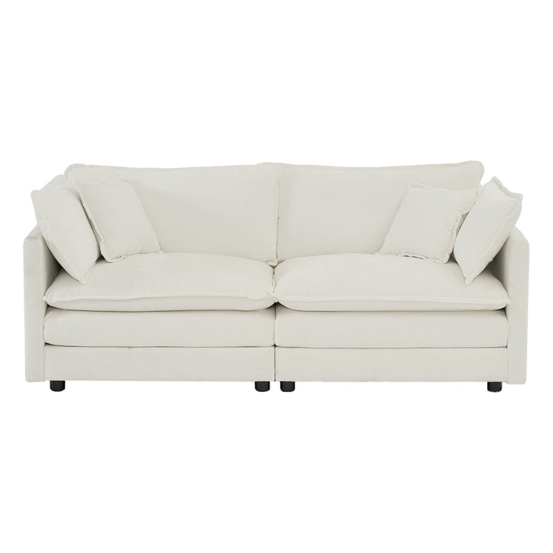 Ensemble 2 pièces, canapé surdimensionné avec assise extra profonde, recouvert de chenille, comprenant un canapé 3 places + un canapé 2 places.