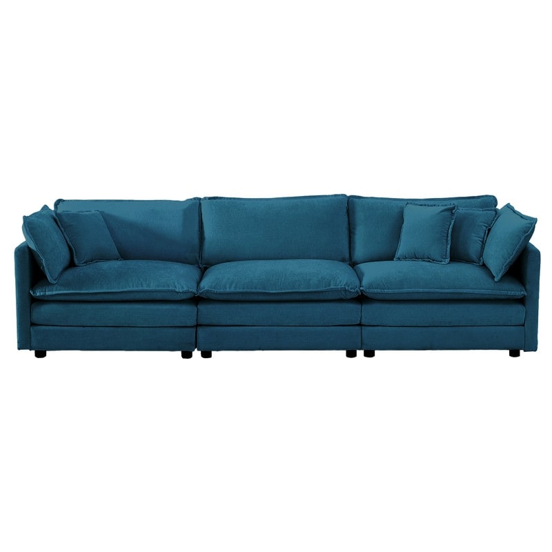 Ensemble 2 pièces, canapé surdimensionné avec assise extra profonde, recouvert de chenille, comprenant un canapé 3 places + un canapé 2 places.