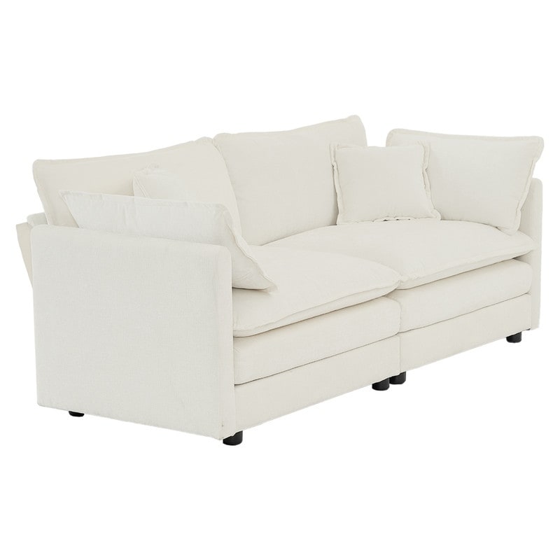 Ensemble 2 pièces, canapé surdimensionné avec assise extra profonde, recouvert de chenille, comprenant un canapé 3 places + un canapé 2 places.