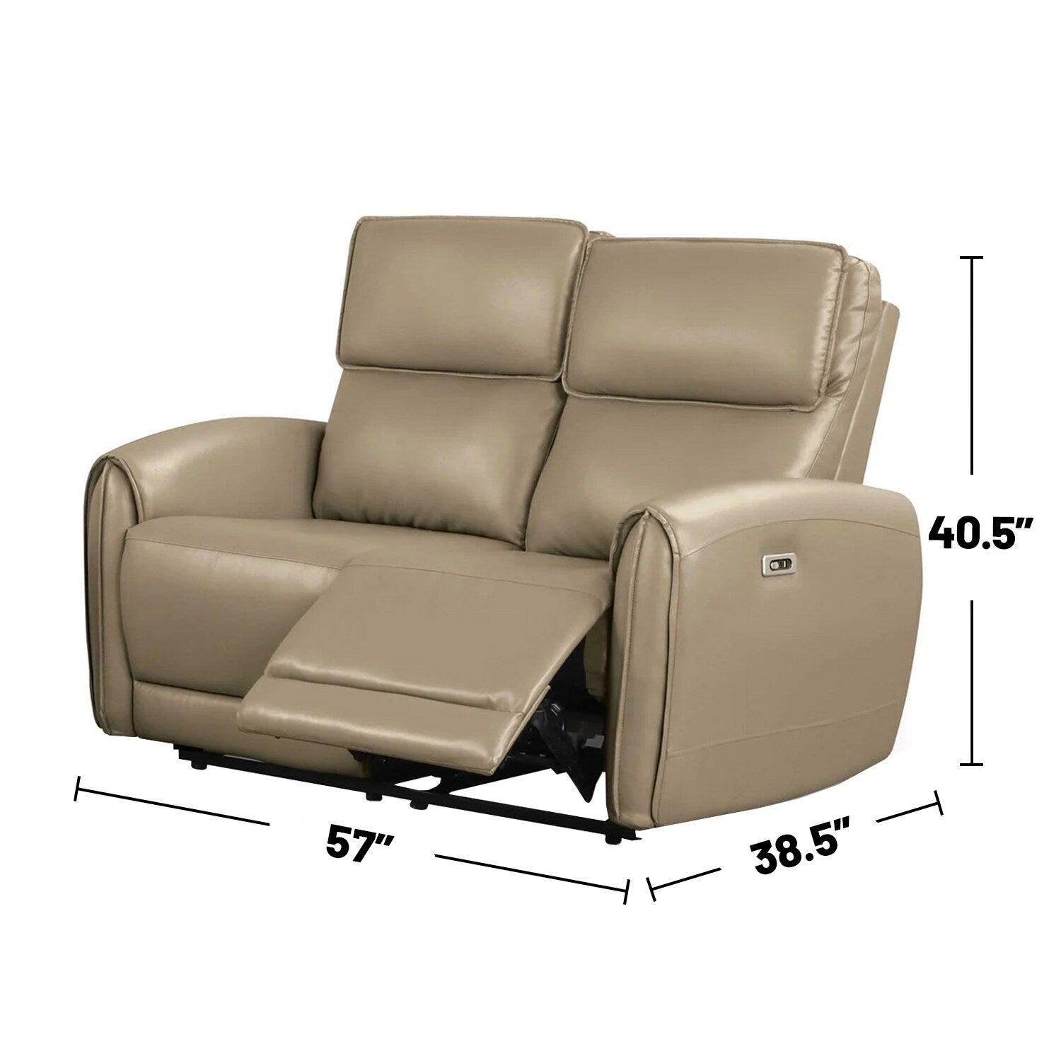 Ensemble de canapé à 2 places en tissu avec fonction de rehaussement électrique et ports de recharge USB.