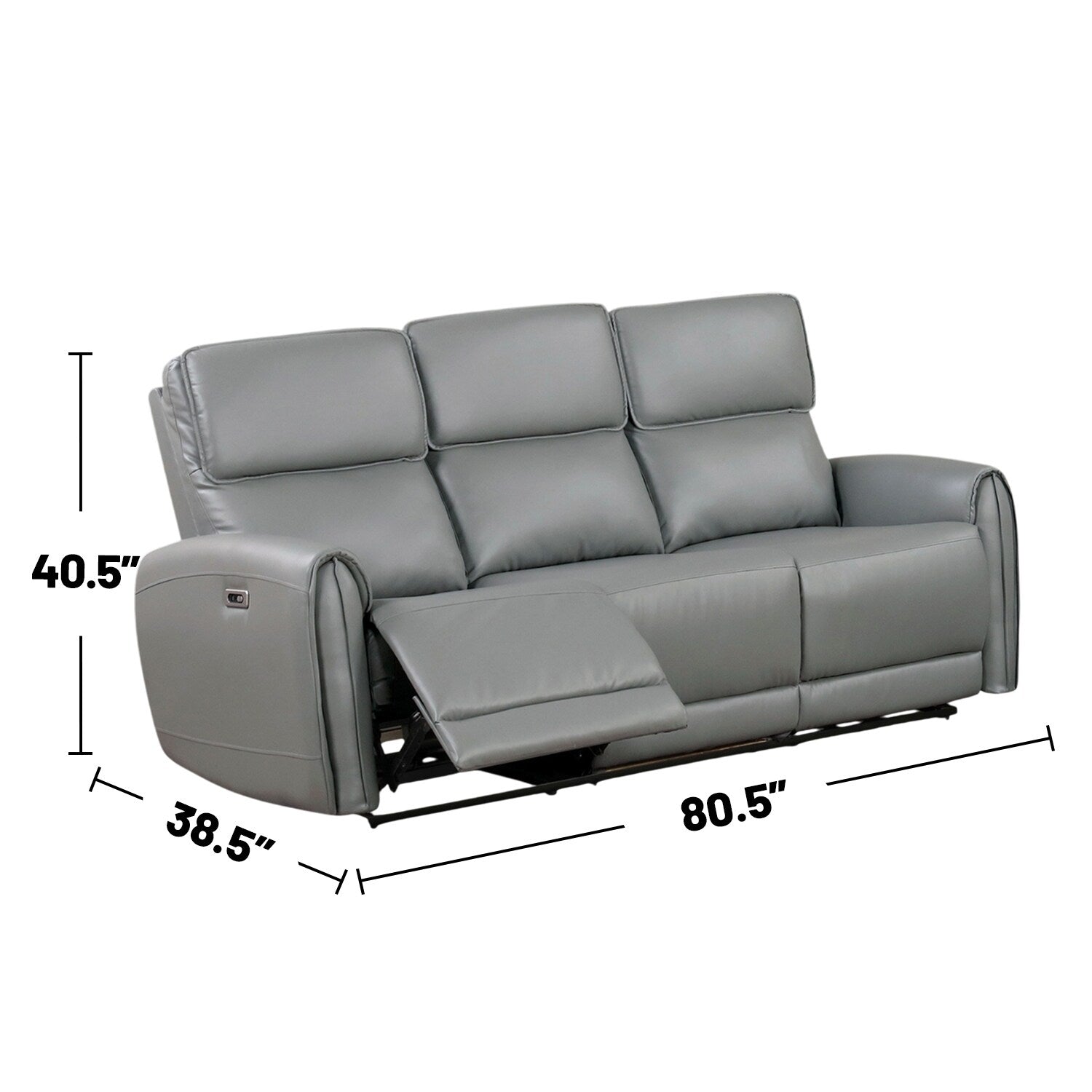Ensemble de canapé à 2 places en tissu avec fonction de rehaussement électrique et ports de recharge USB.
