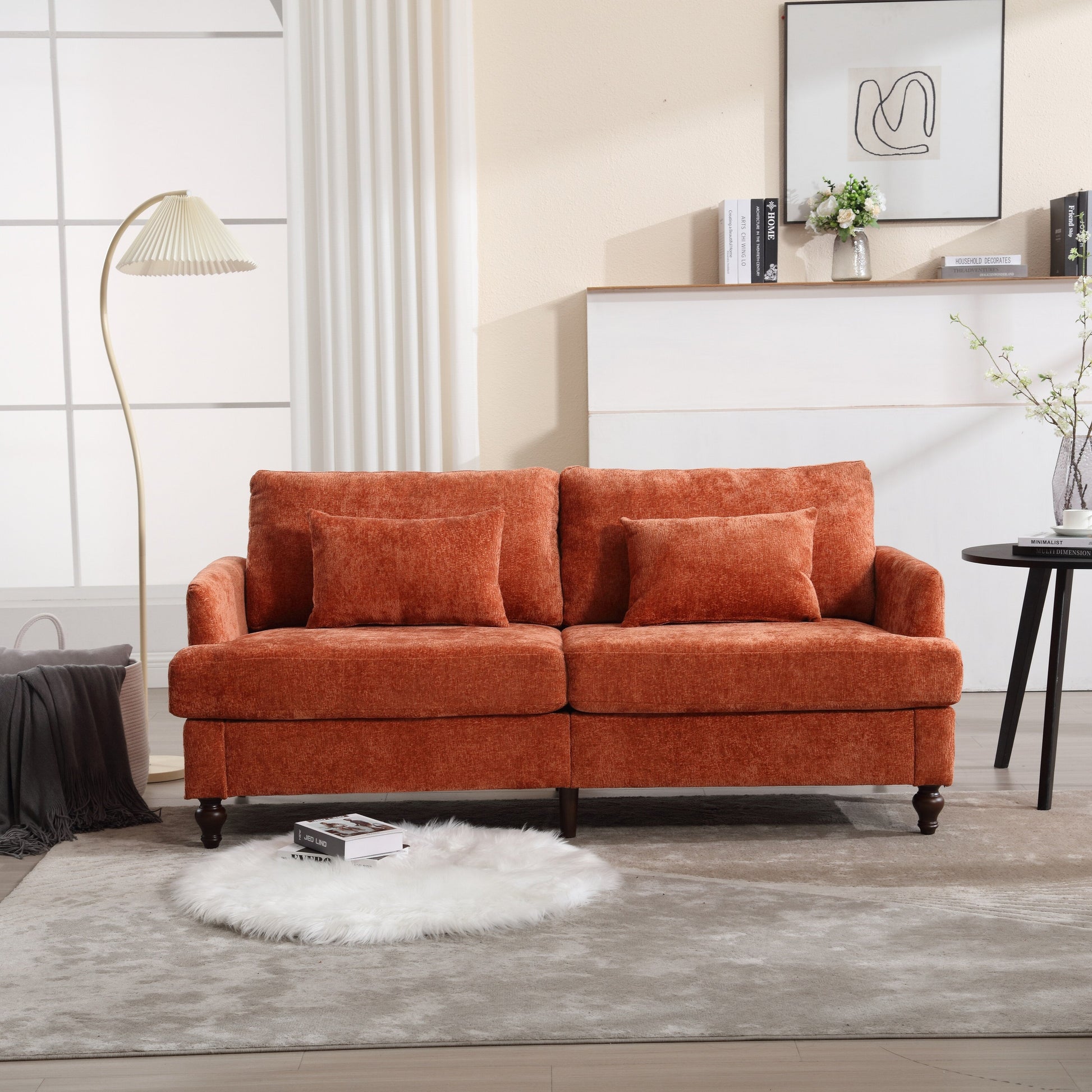 Canapé Loveseat 2 places recouvert de tissu avec assises profondes, utilisable dans plusieurs pièces.