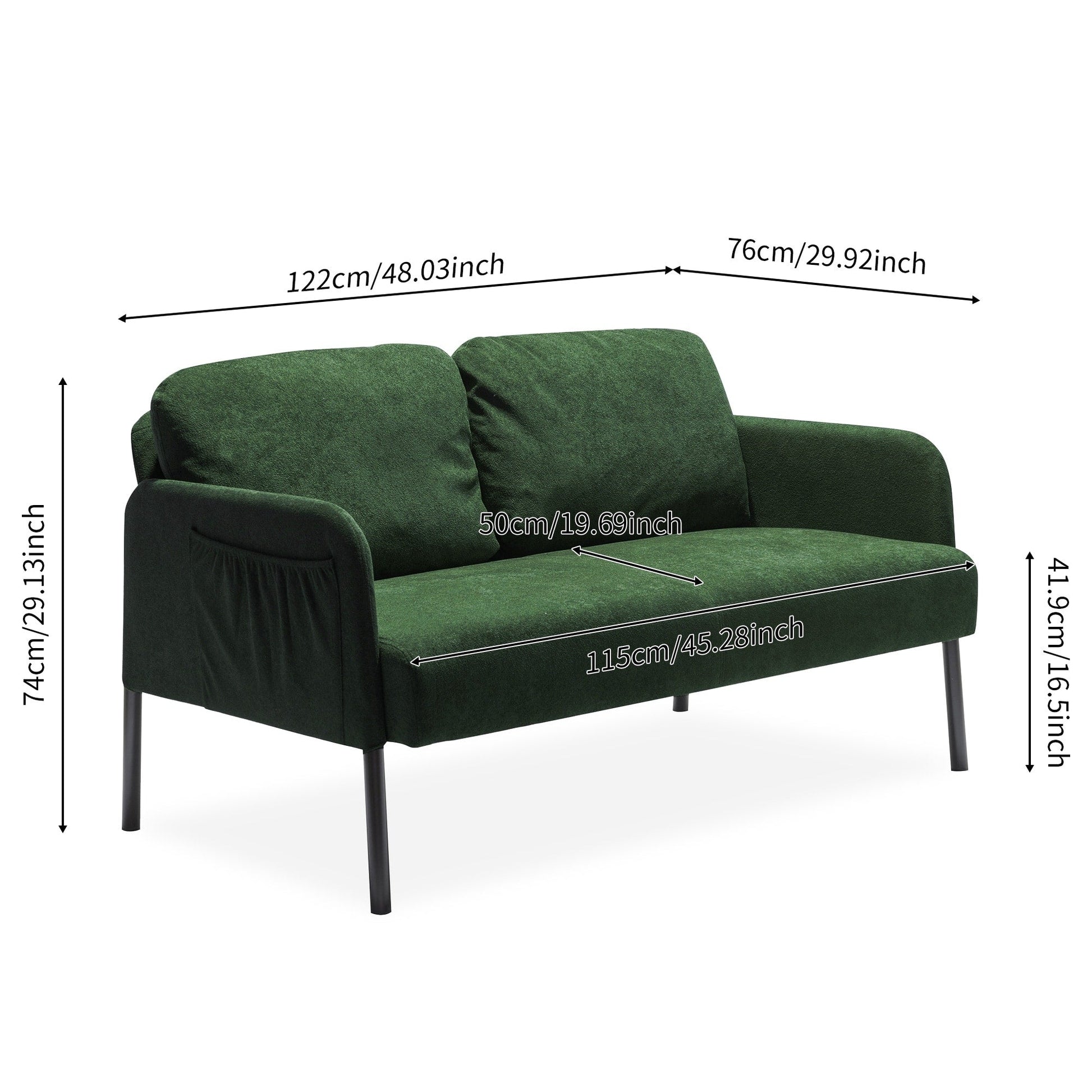 Canapé 2 places en tissu polyester, canapé 2 places moderne, canapé confortable et compact pour salon, chambre à coucher ou bureau.