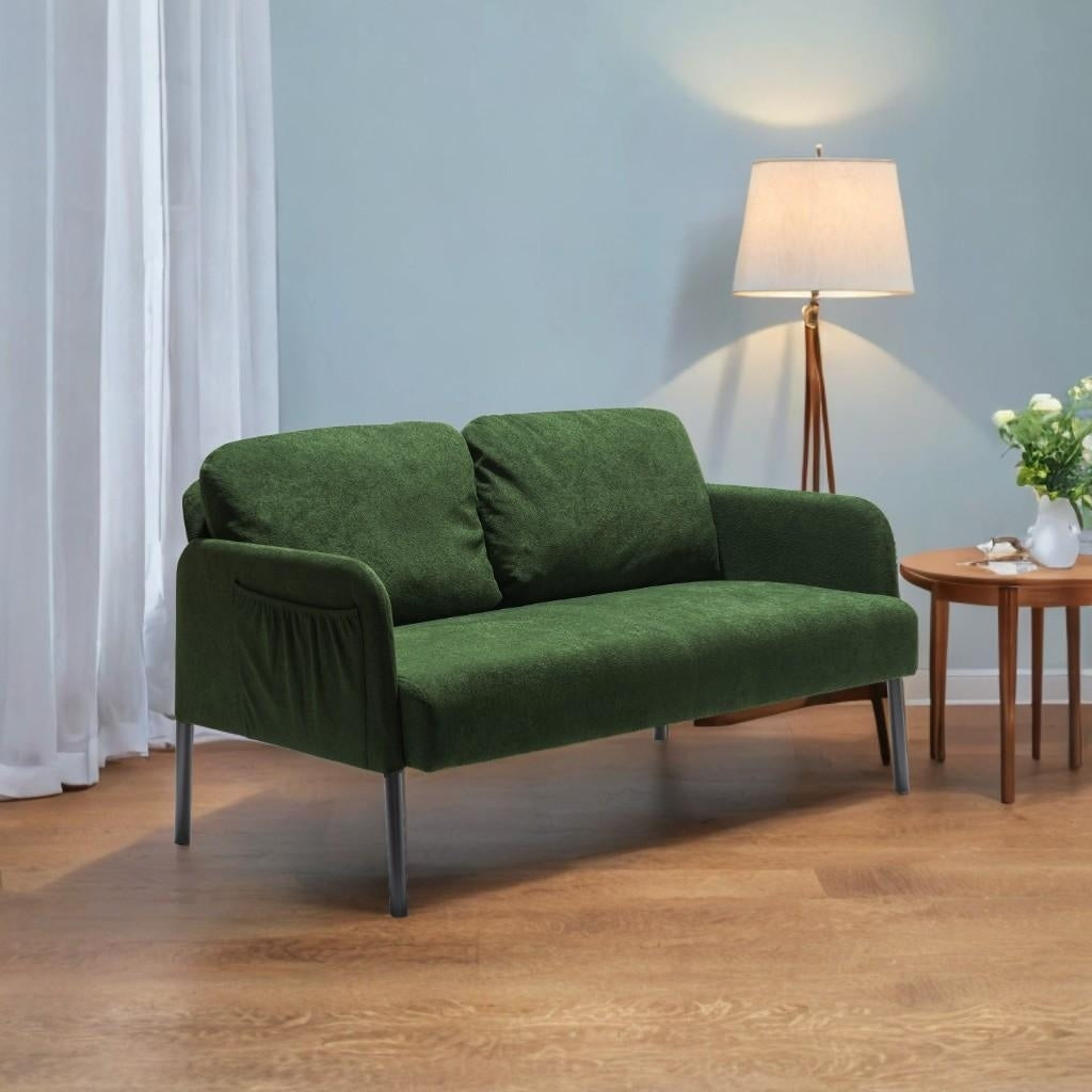 Canapé 2 places en tissu polyester, canapé 2 places moderne, canapé confortable et compact pour salon, chambre à coucher ou bureau.