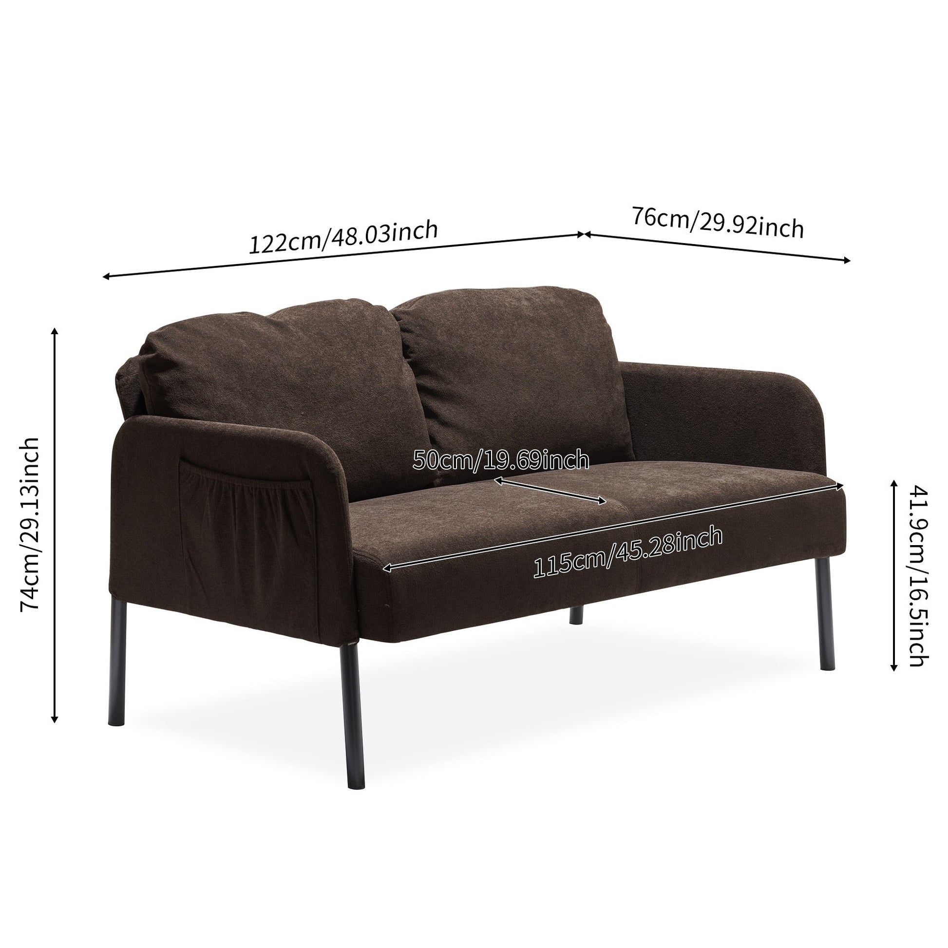 Canapé 2 places en tissu polyester, canapé 2 places moderne, canapé confortable et compact pour salon, chambre à coucher ou bureau.