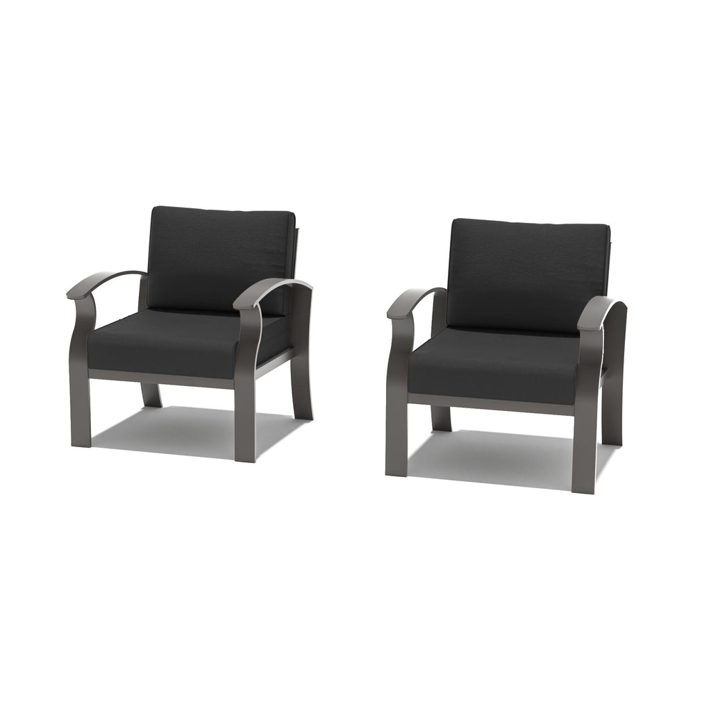 Canapés/Fauteuils d'extérieur en aluminium 2 places avec coussins noirs