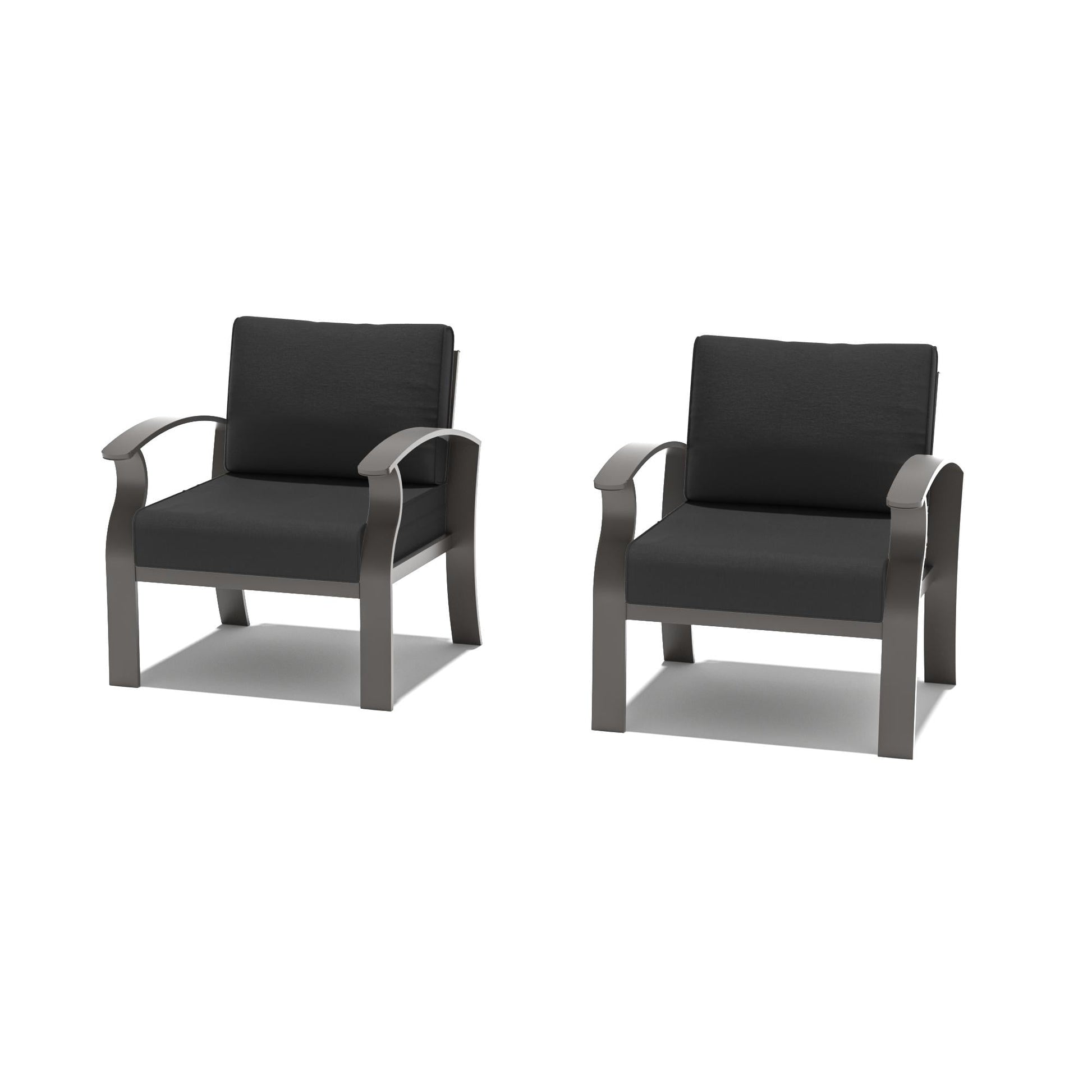 Canapés/Fauteuils d'extérieur en aluminium 2 places avec coussins noirs
