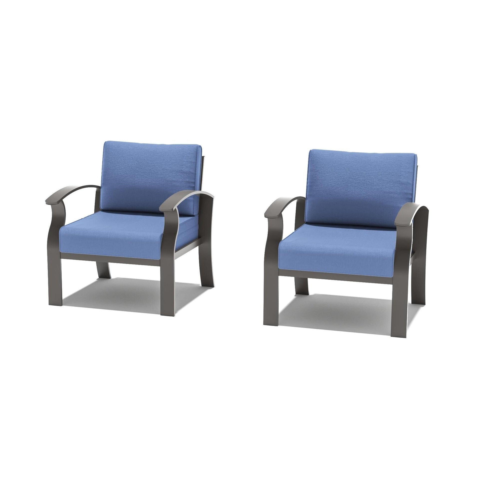 Canapés/Fauteuils d'extérieur en aluminium 2 places avec coussins bleu marine