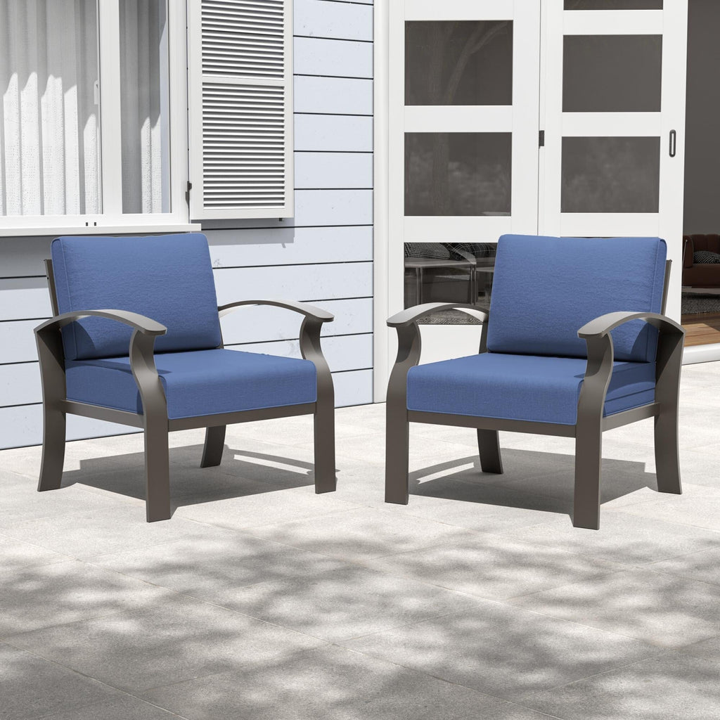 Canapés/Fauteuils d'extérieur en aluminium 2 places avec coussins bleu marine