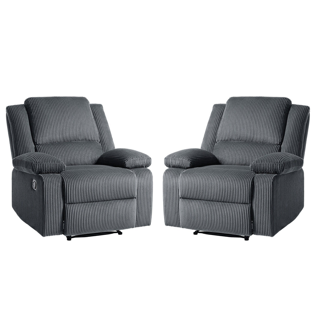 2 chaises inclinables à bascule en velours côtelé, à réglage manuel, avec repose-pieds