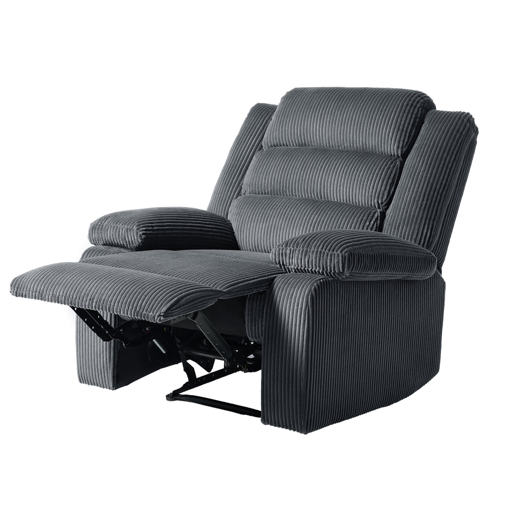 2 chaises inclinables manuelles en velours côtelé modernes, fauteuils d'appoint surdimensionnés avec accoudoirs larges
