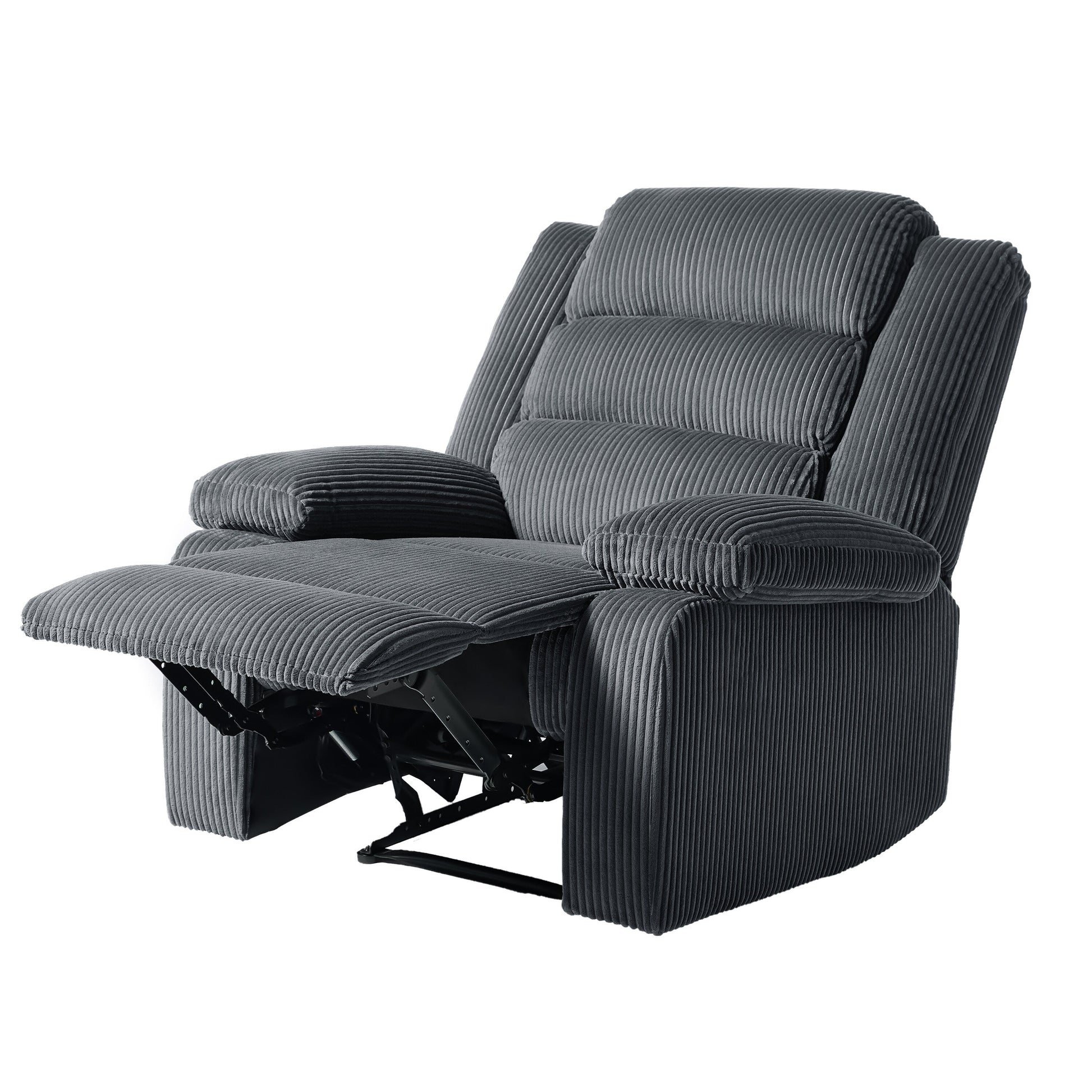 2 chaises inclinables manuelles en velours côtelé modernes, fauteuils d'appoint surdimensionnés avec accoudoirs larges