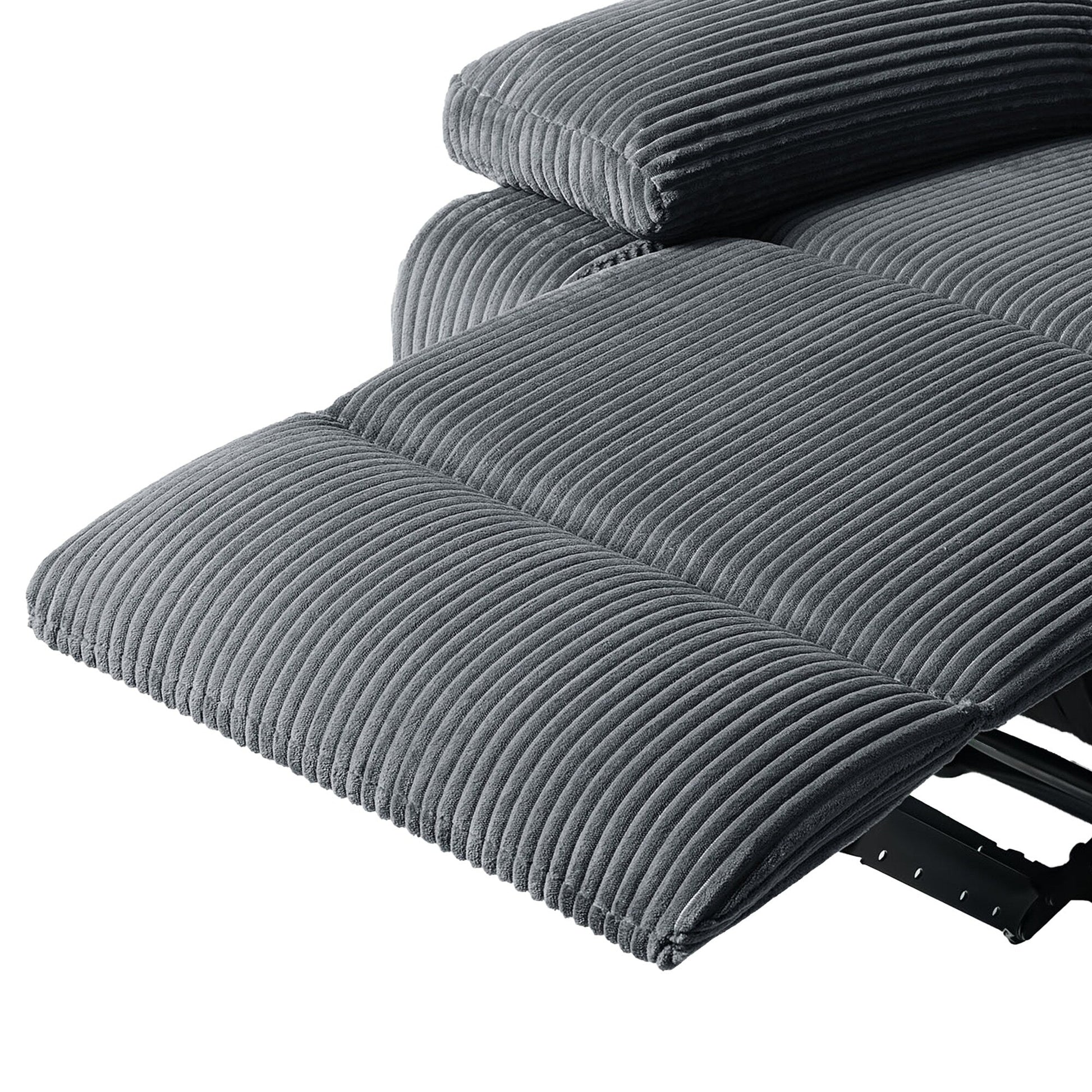 2 chaises inclinables manuelles en velours côtelé modernes, fauteuils d'appoint surdimensionnés avec accoudoirs larges