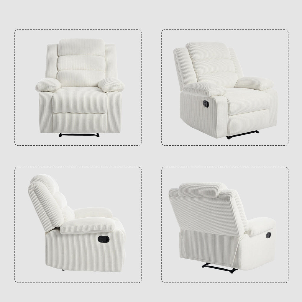 2 chaises inclinables manuelles en velours côtelé modernes, fauteuils d'appoint surdimensionnés avec accoudoirs larges
