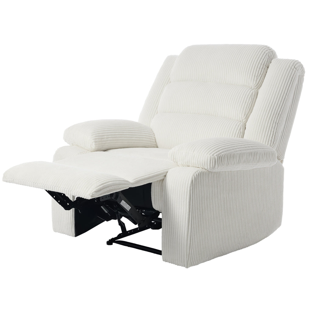 2 chaises inclinables manuelles en velours côtelé modernes, fauteuils d'appoint surdimensionnés avec accoudoirs larges