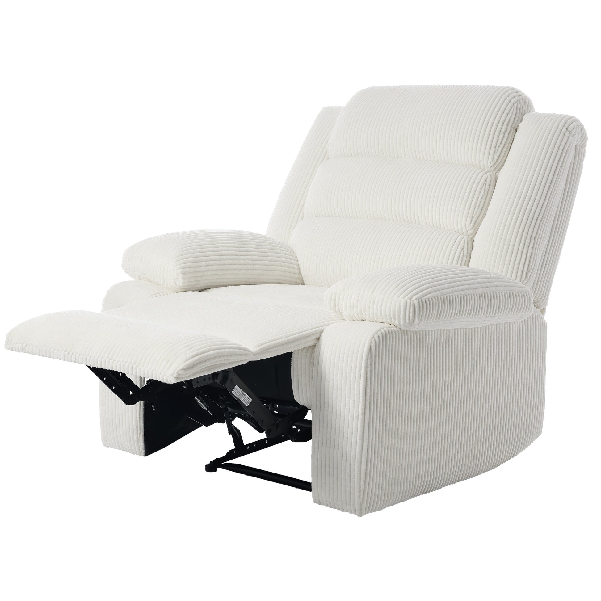 2 chaises inclinables manuelles en velours côtelé modernes, fauteuils d'appoint surdimensionnés avec accoudoirs larges