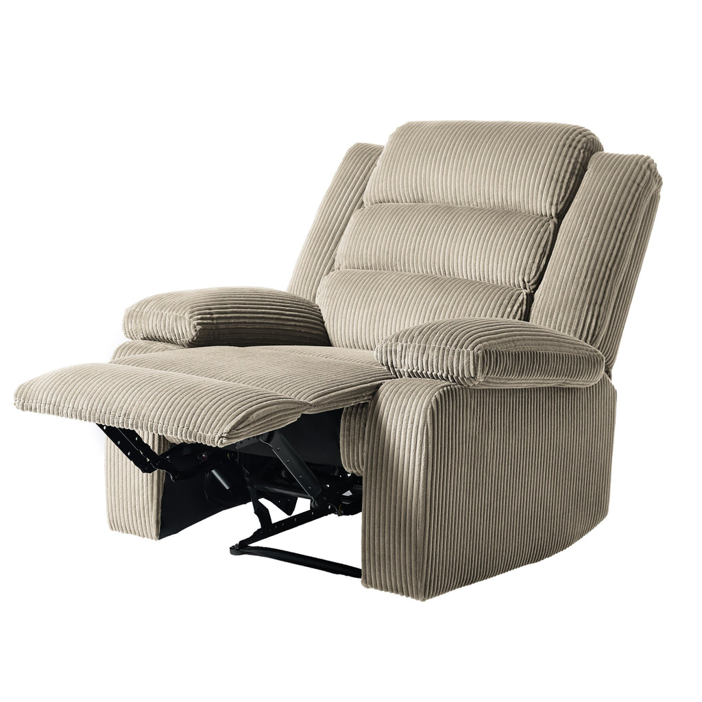 2 chaises inclinables manuelles en velours côtelé modernes, fauteuils d'appoint surdimensionnés avec accoudoirs larges