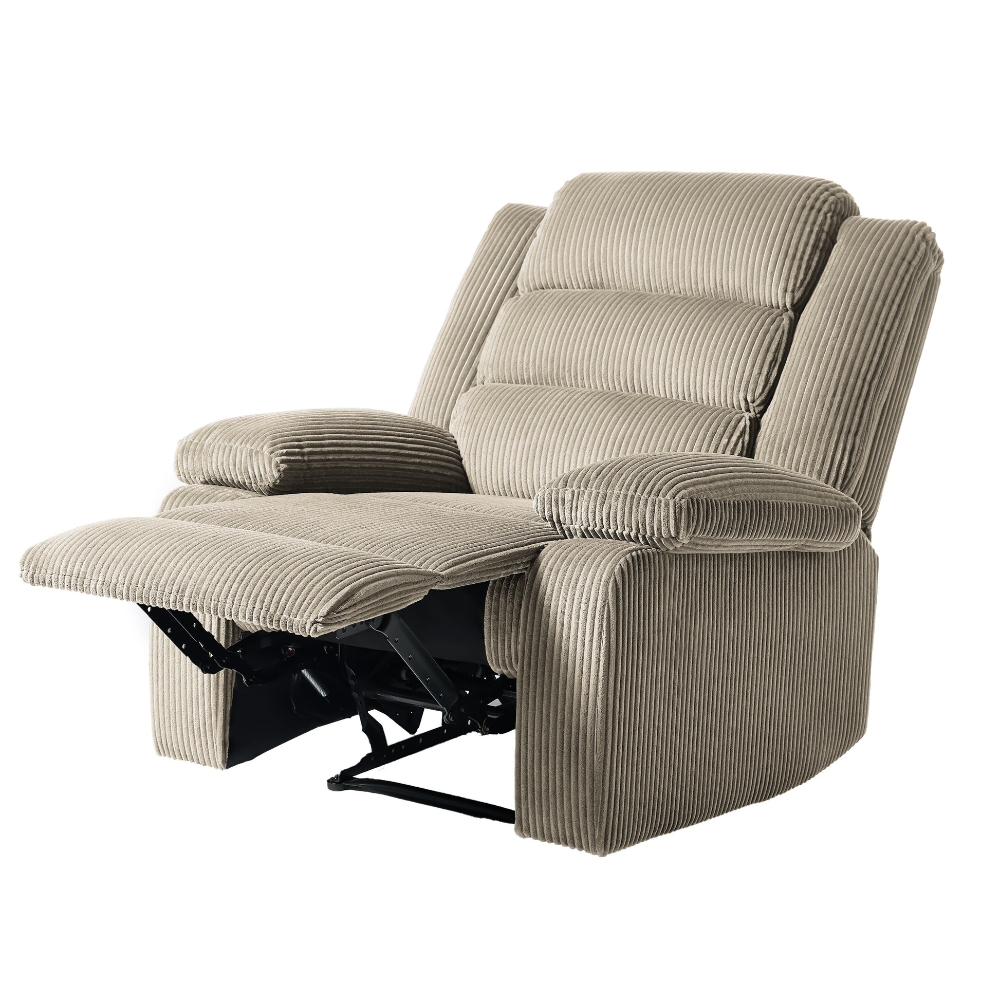 2 chaises inclinables manuelles en velours côtelé modernes, fauteuils d'appoint surdimensionnés avec accoudoirs larges