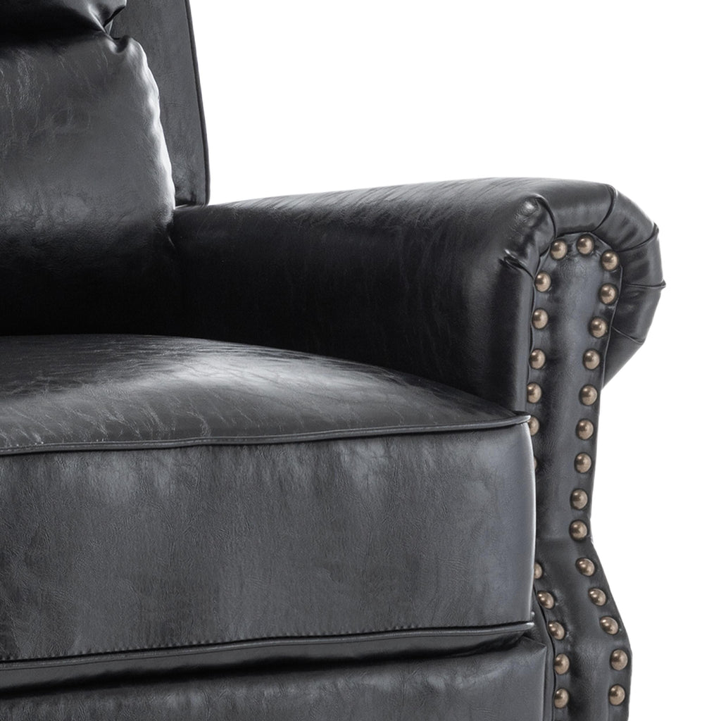 2 chaises inclinables à dossier basculant avec assise rembourrée et tête de clou