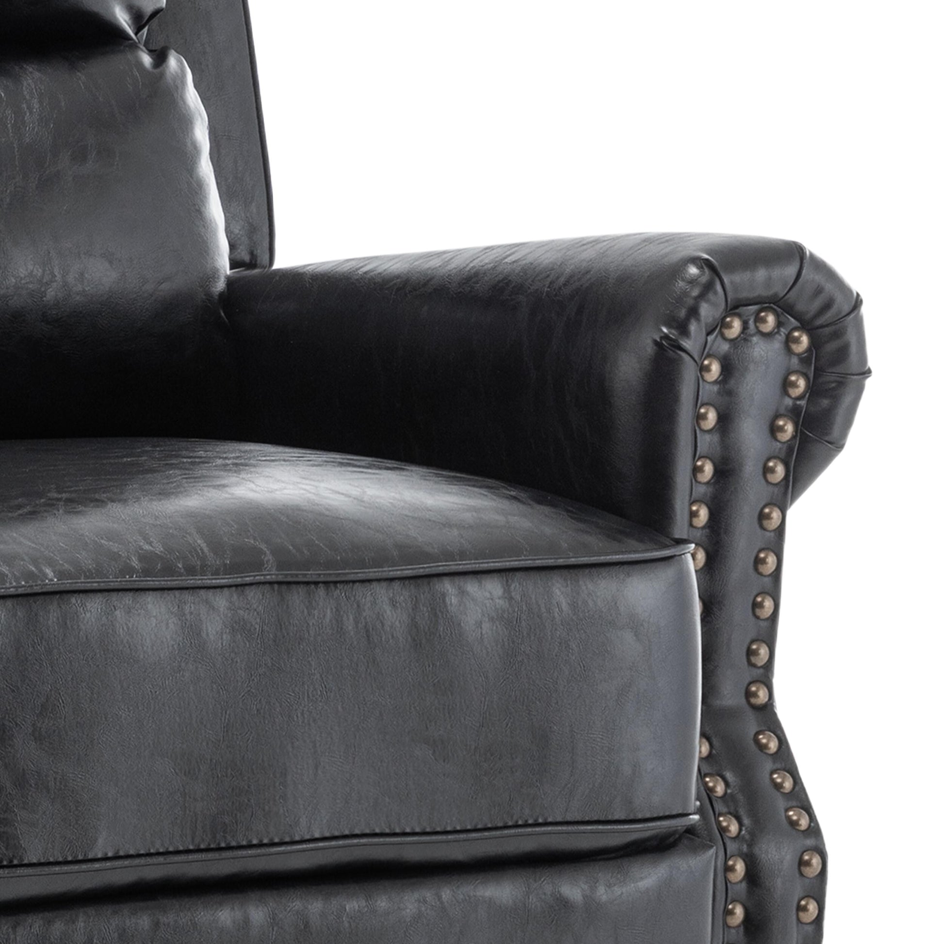 2 chaises inclinables à dossier basculant avec assise rembourrée et tête de clou