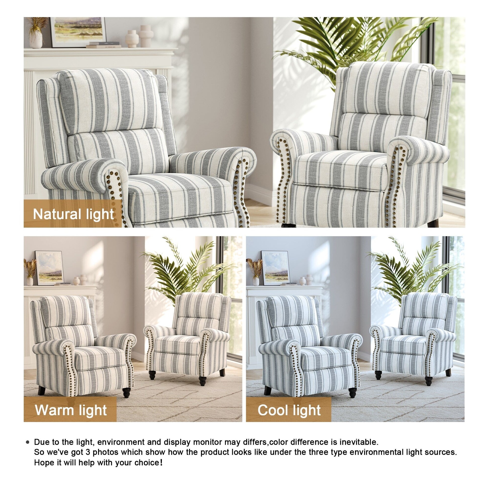 2 chaises inclinables à dossier basculant avec assise rembourrée et tête de clou