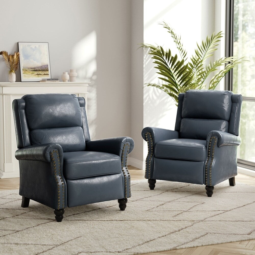 2 chaises inclinables à dossier basculant avec assise rembourrée et tête de clou