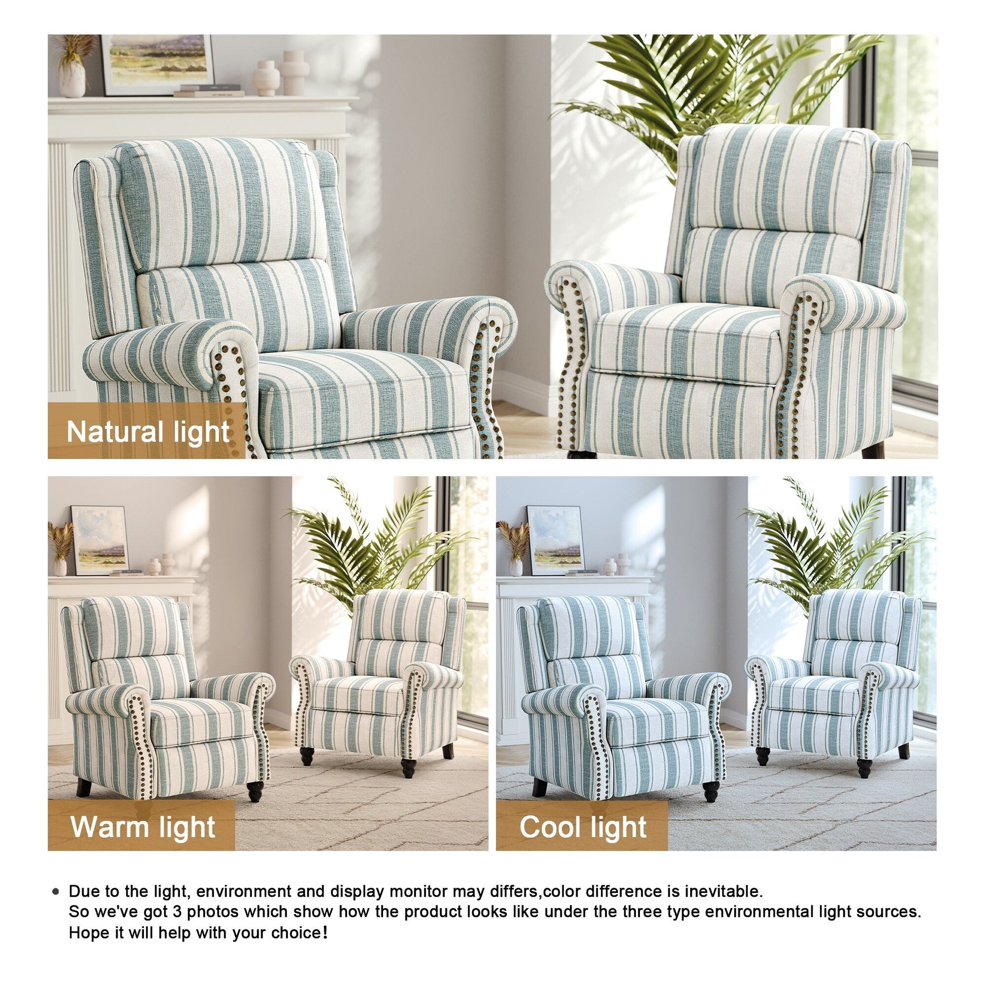 2 chaises inclinables à dossier basculant avec assise rembourrée et tête de clou