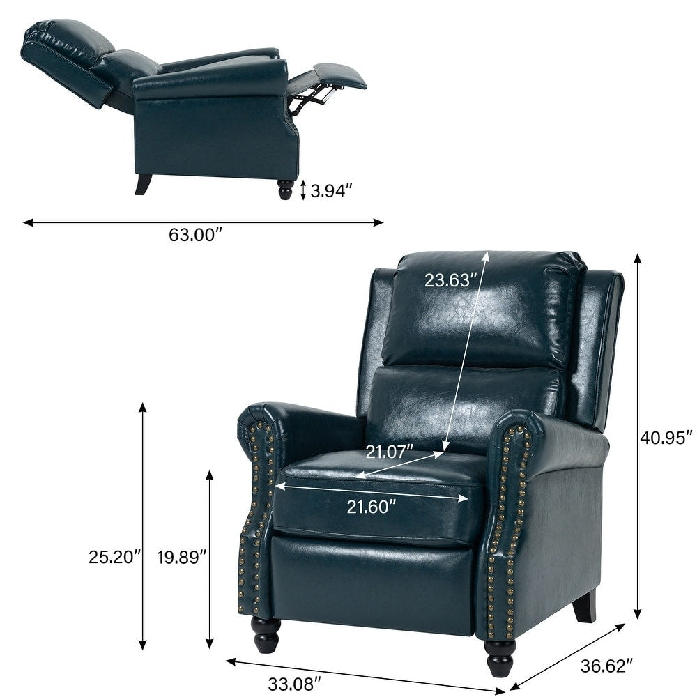 2 chaises inclinables à dossier basculant avec assise rembourrée et tête de clou