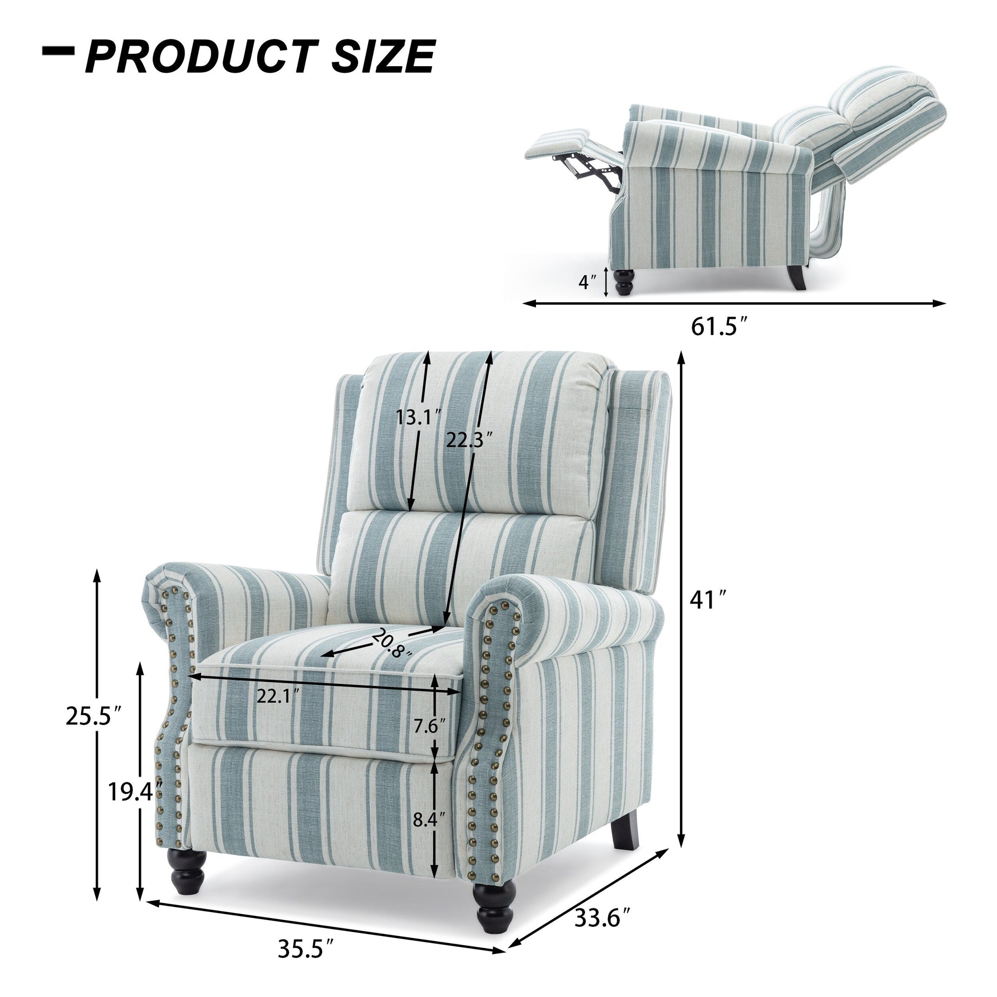 2 chaises inclinables à dossier basculant avec assise rembourrée et tête de clou