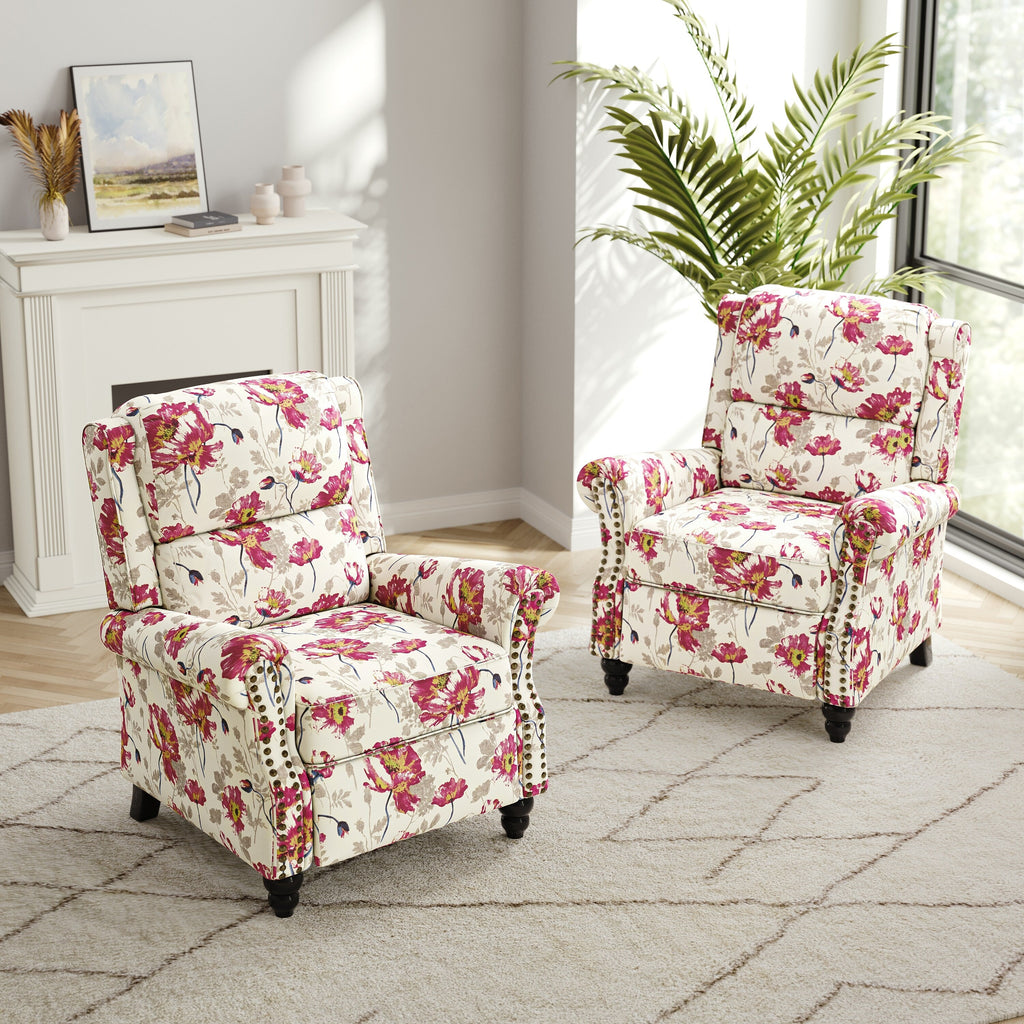 2 chaises inclinables à dossier basculant avec assise rembourrée et tête de clou
