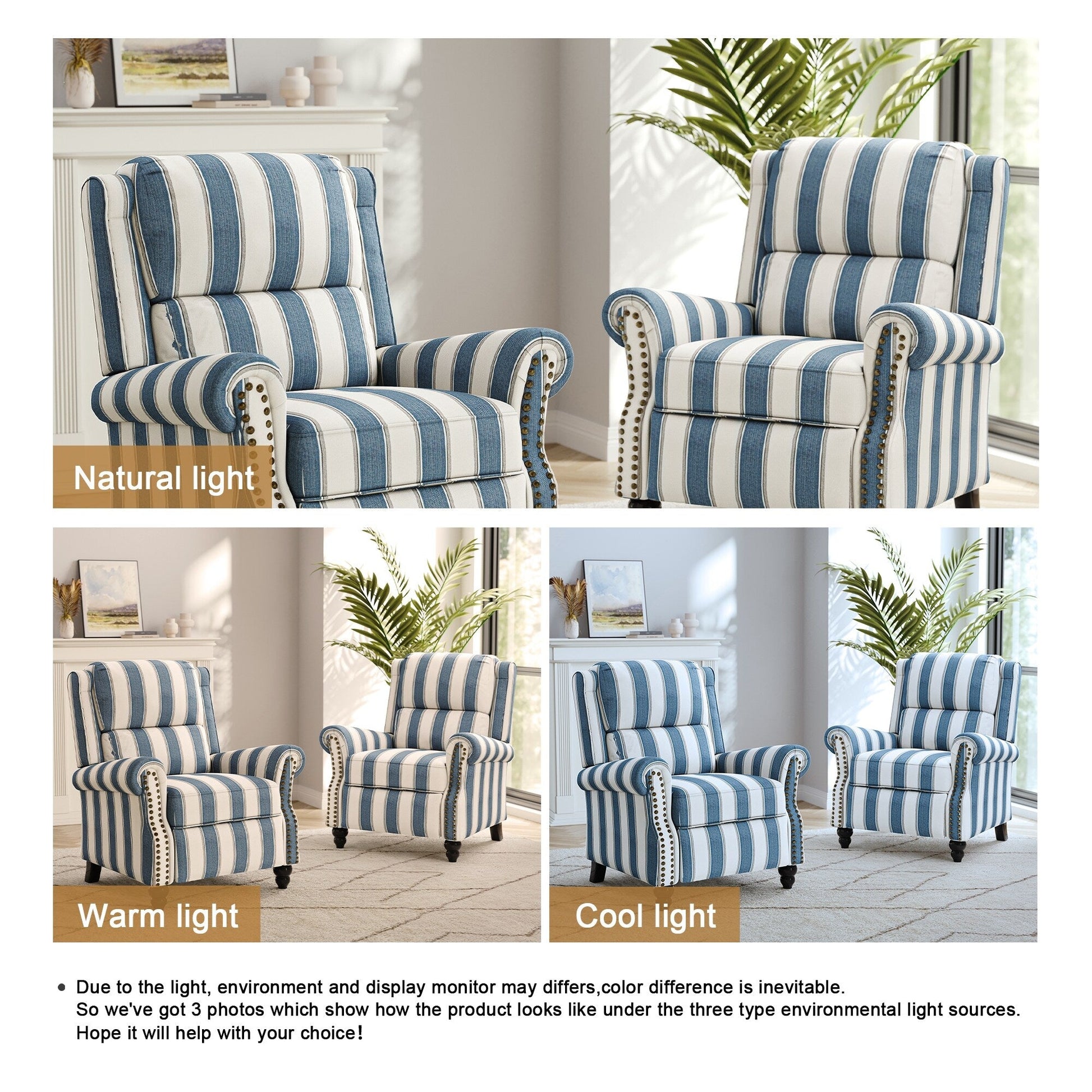 2 chaises inclinables à dossier basculant avec assise rembourrée et tête de clou
