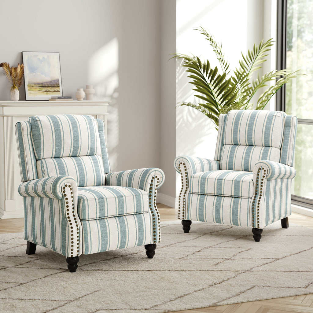 2 chaises inclinables à dossier basculant avec assise rembourrée et tête de clou