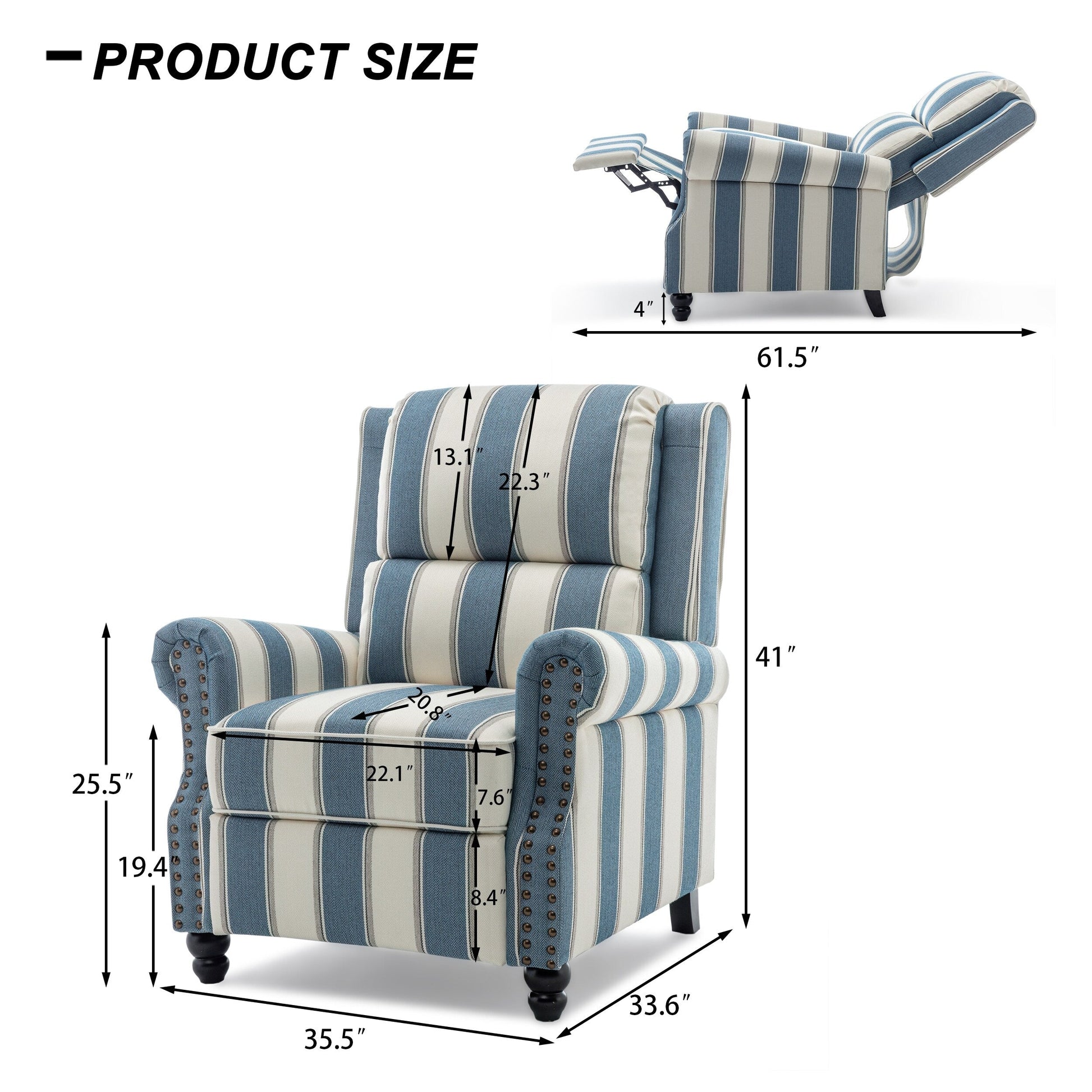 2 chaises inclinables à dossier basculant avec assise rembourrée et tête de clou