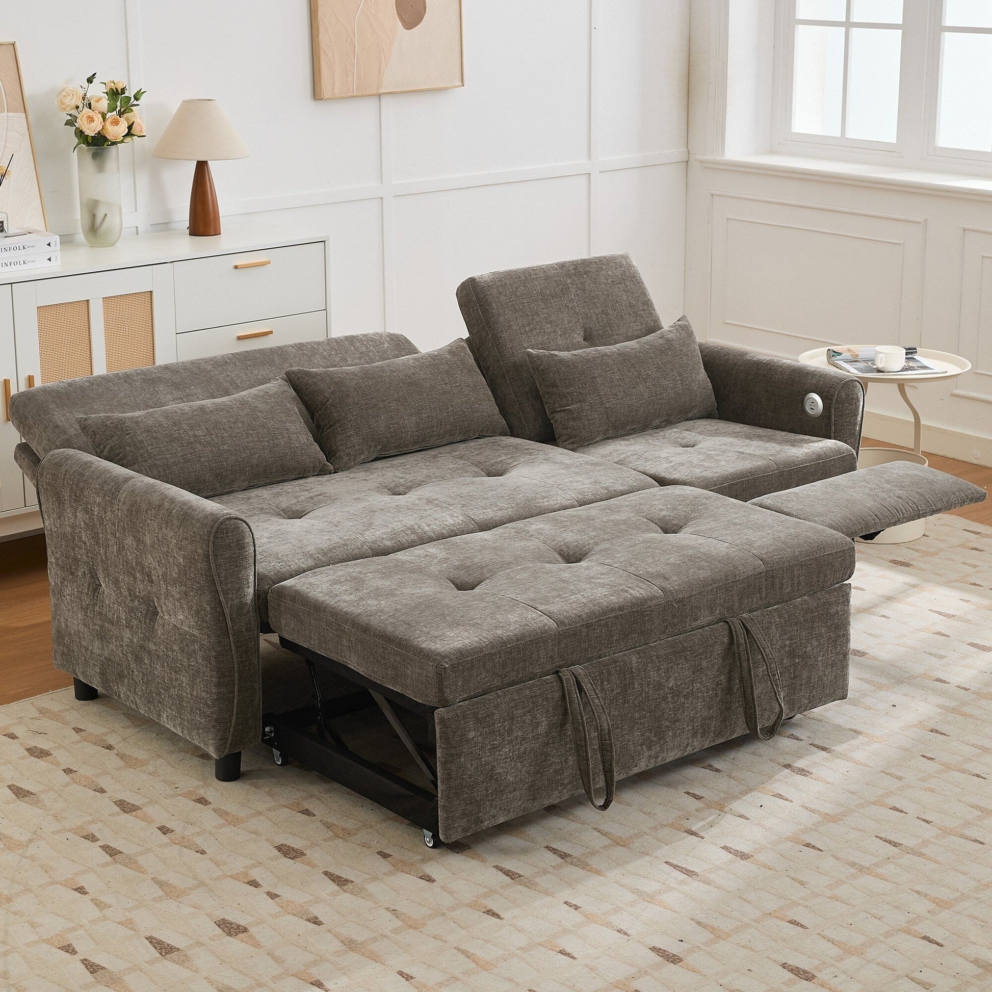 Canapé 2-en-1 avec lit escamotable et dossier inclinable réversible de Harper&amp;Bright Designs