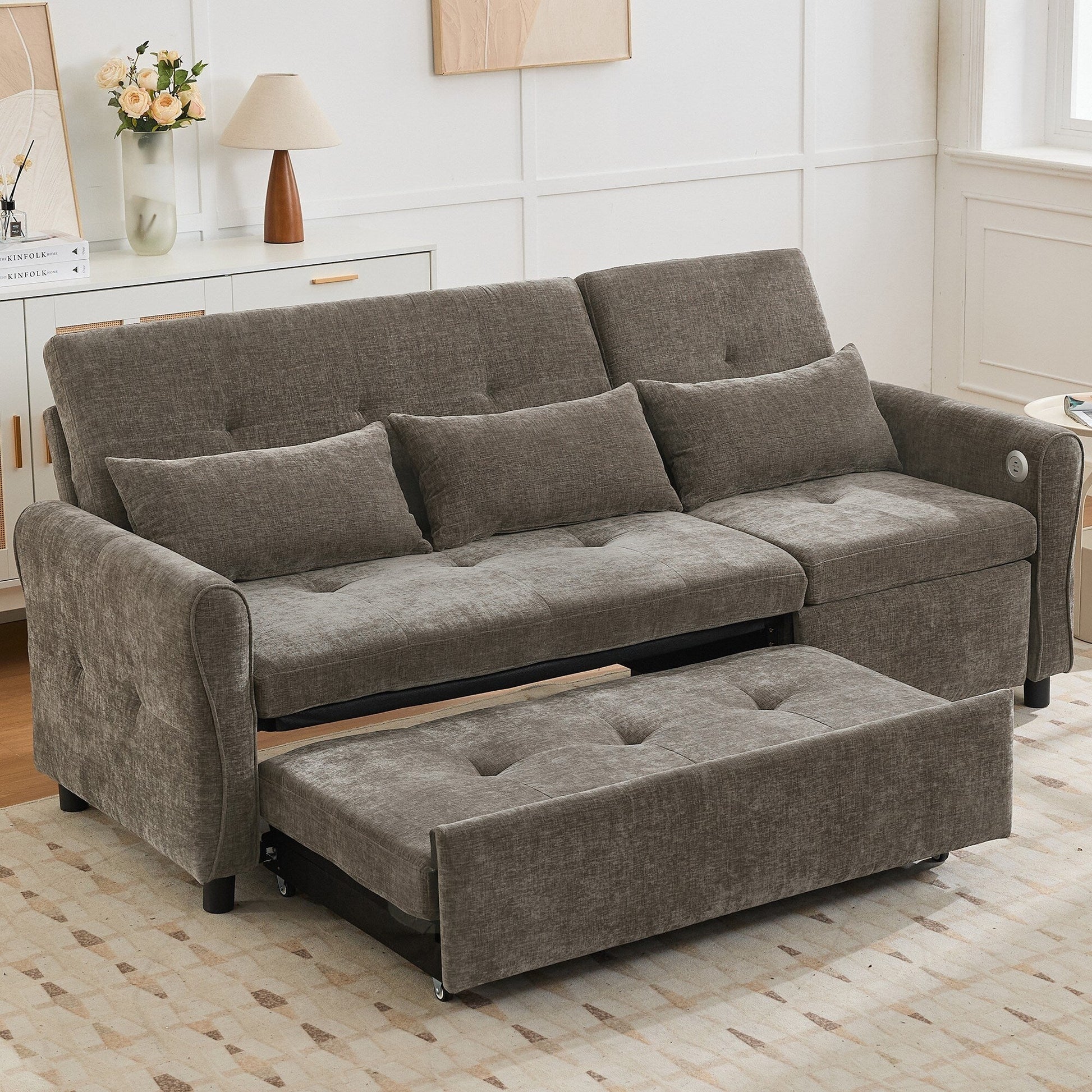 Canapé 2-en-1 avec lit escamotable et dossier inclinable réversible de Harper&amp;Bright Designs