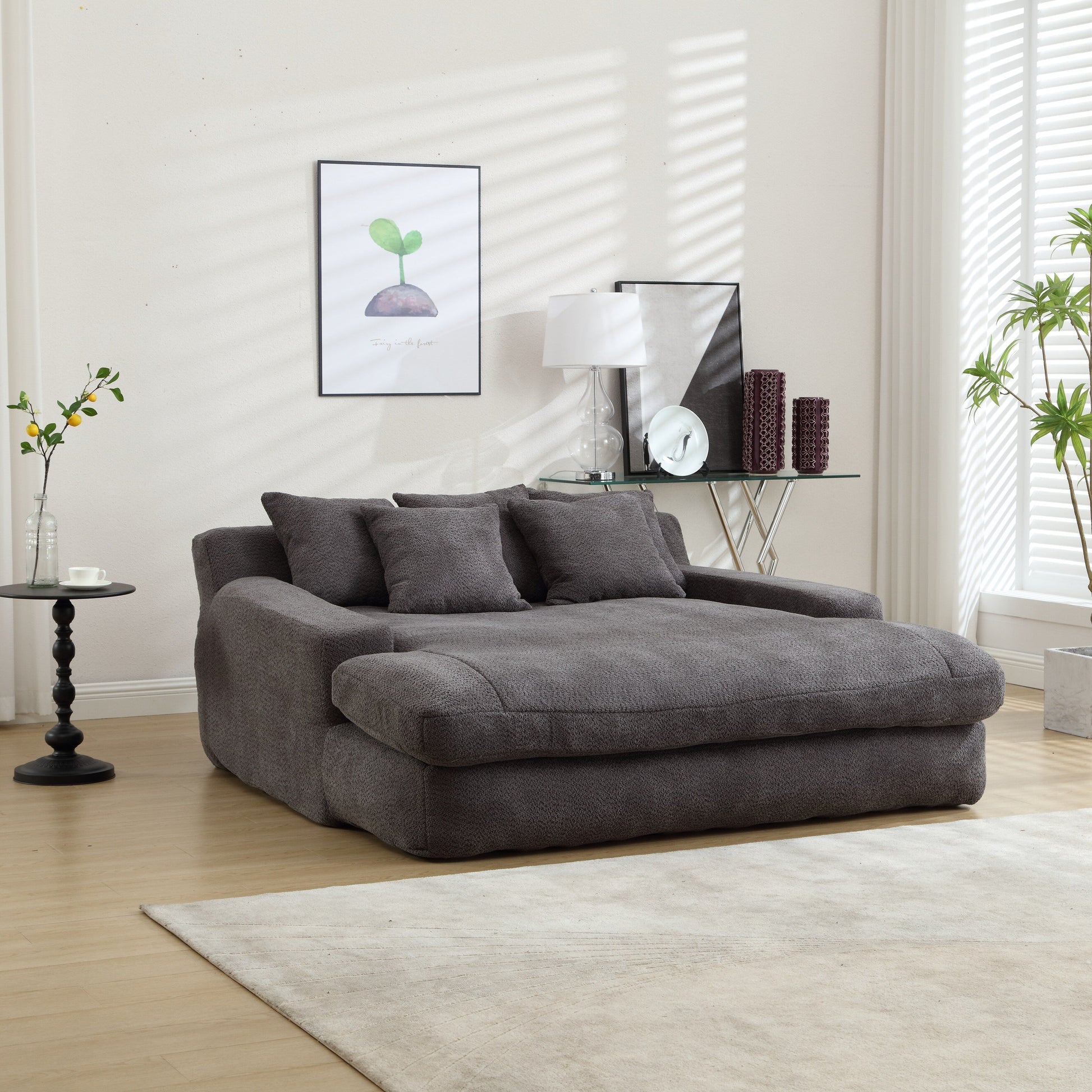 Canapé 2 places, modèle "paresseux", avec 5 coussins de dos, canapé confortable, canapé bas avec assise profonde pour le salon.