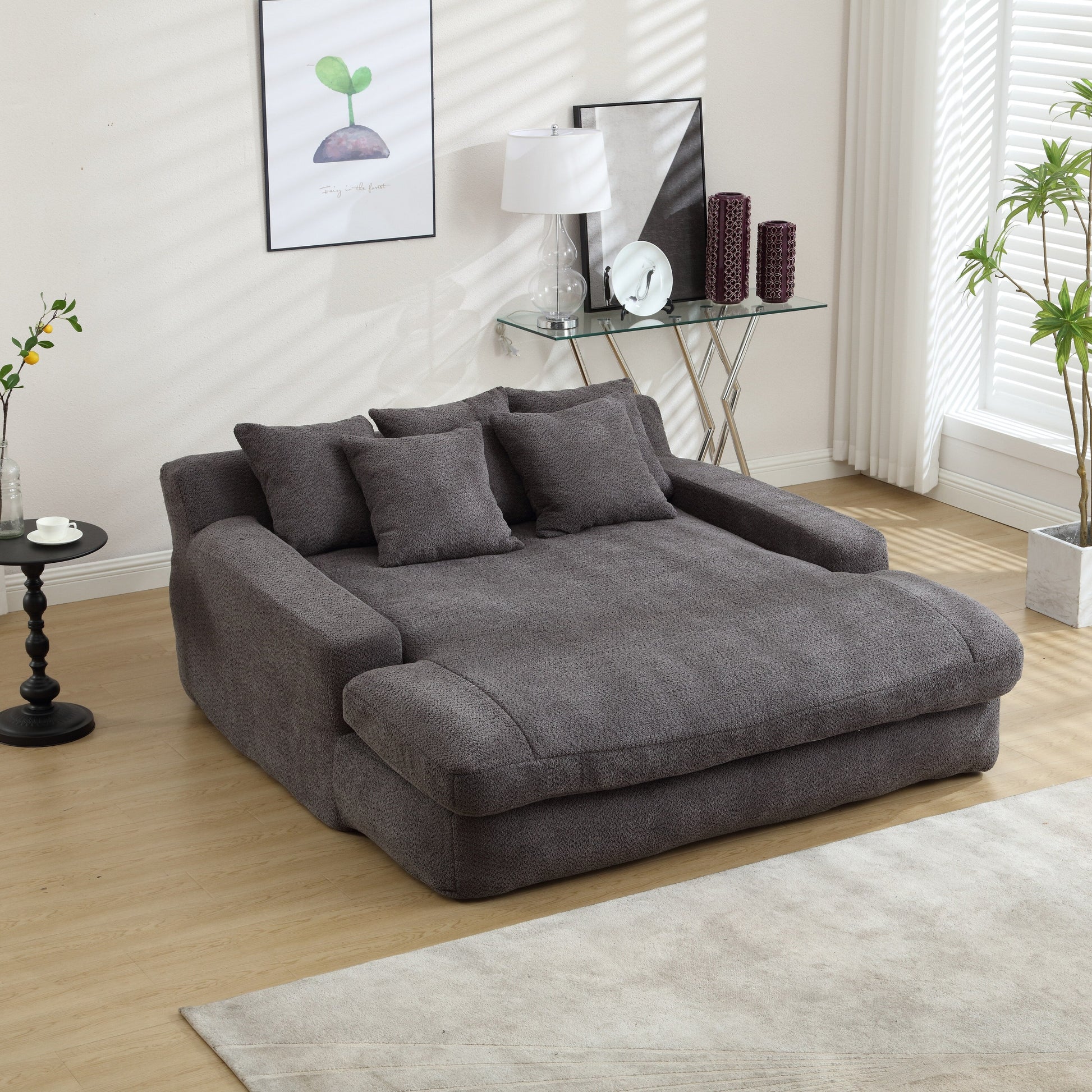 Canapé 2 places, modèle "paresseux", avec 5 coussins de dos, canapé confortable, canapé bas avec assise profonde pour le salon.