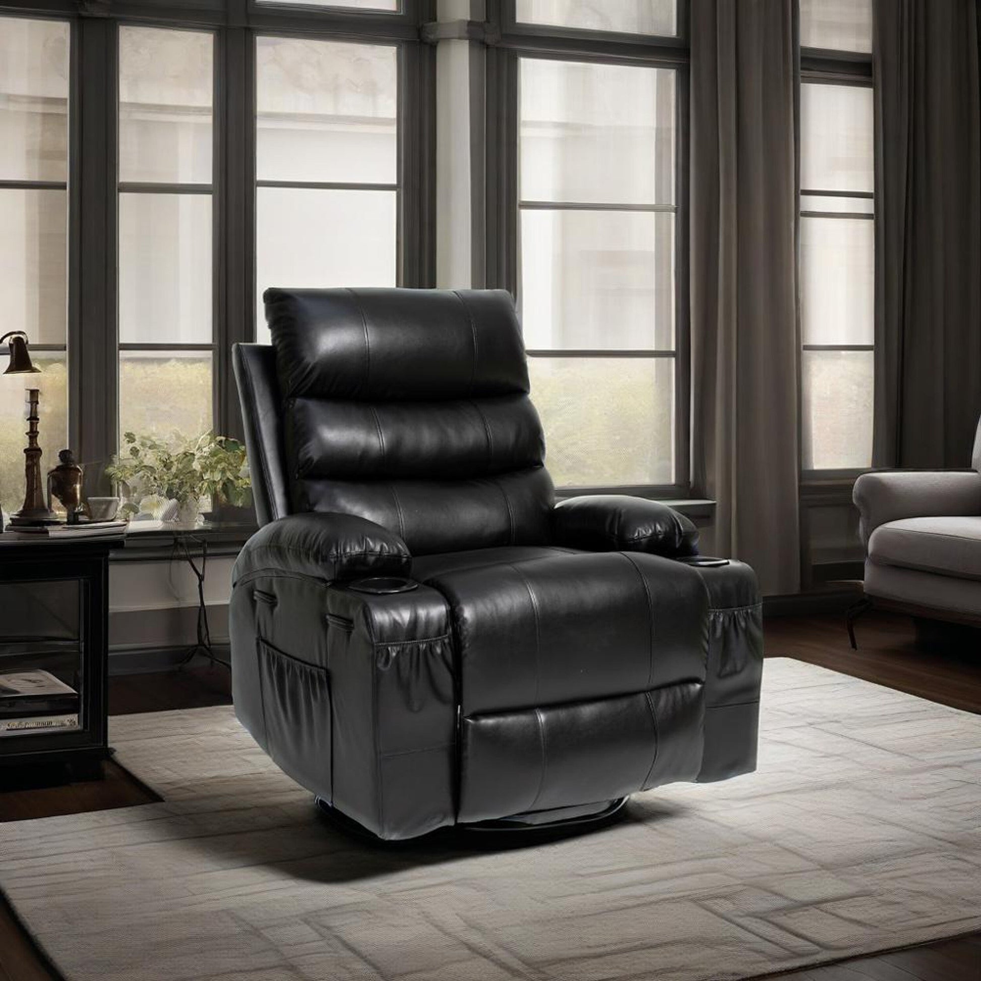Fauteuil inclinable électrique à levage puissant, large de 53 cm (21 pouces), avec massage lombaire à 8 points, chauffe, télécommande, poches latérales et porte-gobelets, pour personnes âgées.