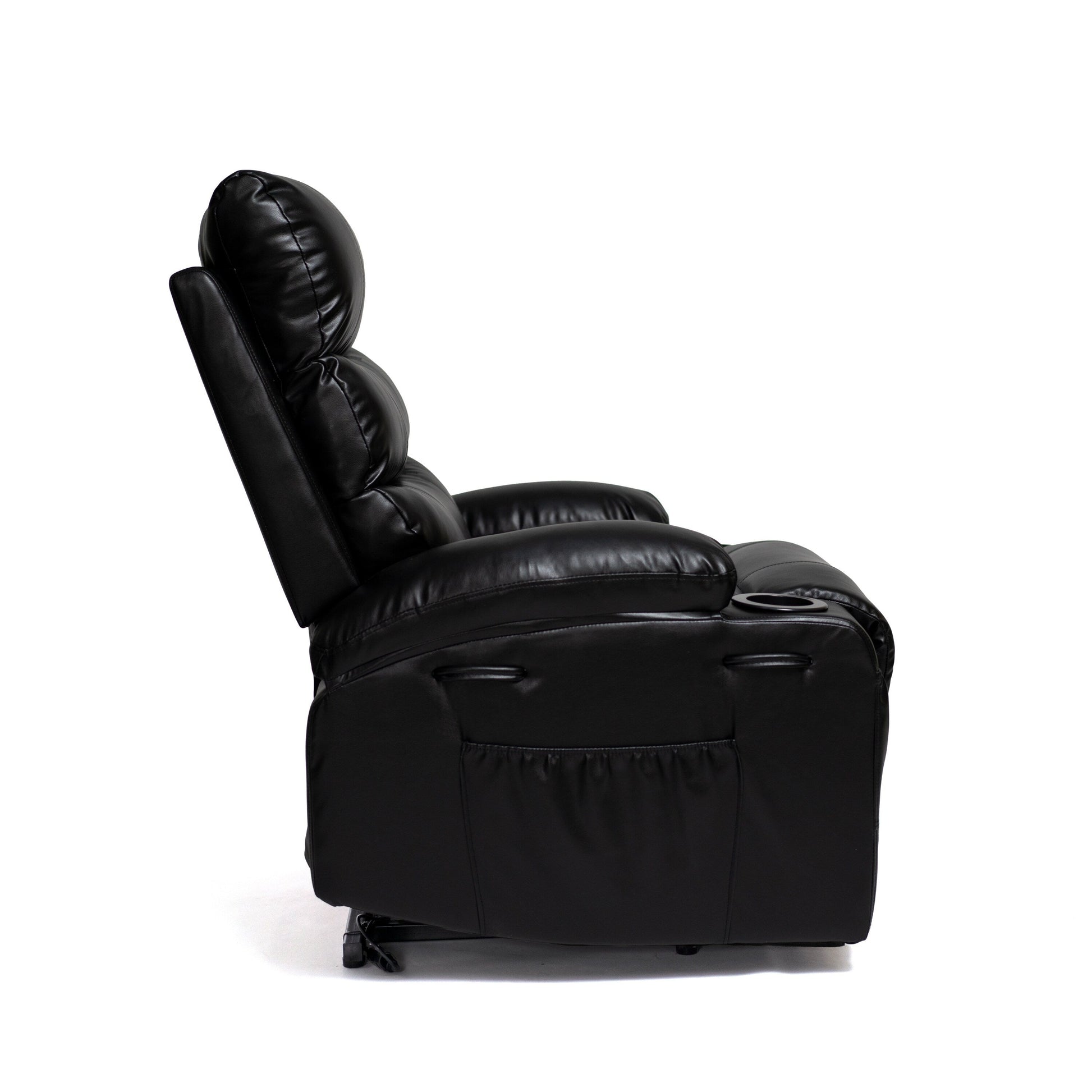 Fauteuil inclinable électrique à levage puissant, large de 53 cm (21 pouces), avec massage lombaire à 8 points, chauffe, télécommande, poches latérales et porte-gobelets, pour personnes âgées.