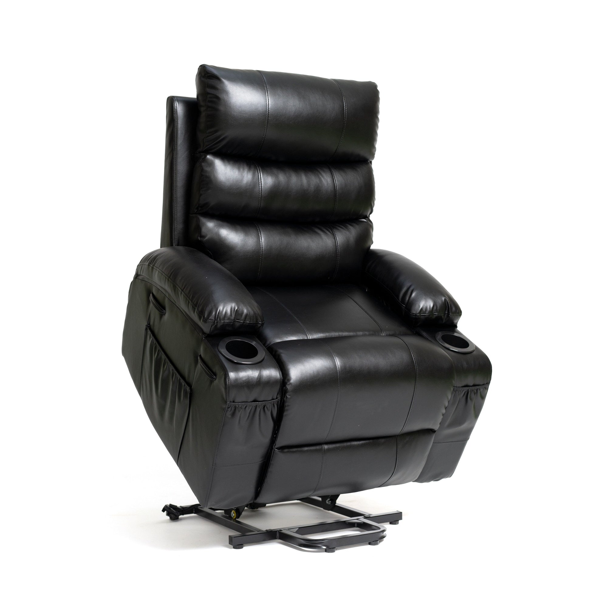 Fauteuil inclinable électrique à levage puissant, large de 53 cm (21 pouces), avec massage lombaire à 8 points, chauffe, télécommande, poches latérales et porte-gobelets, pour personnes âgées.