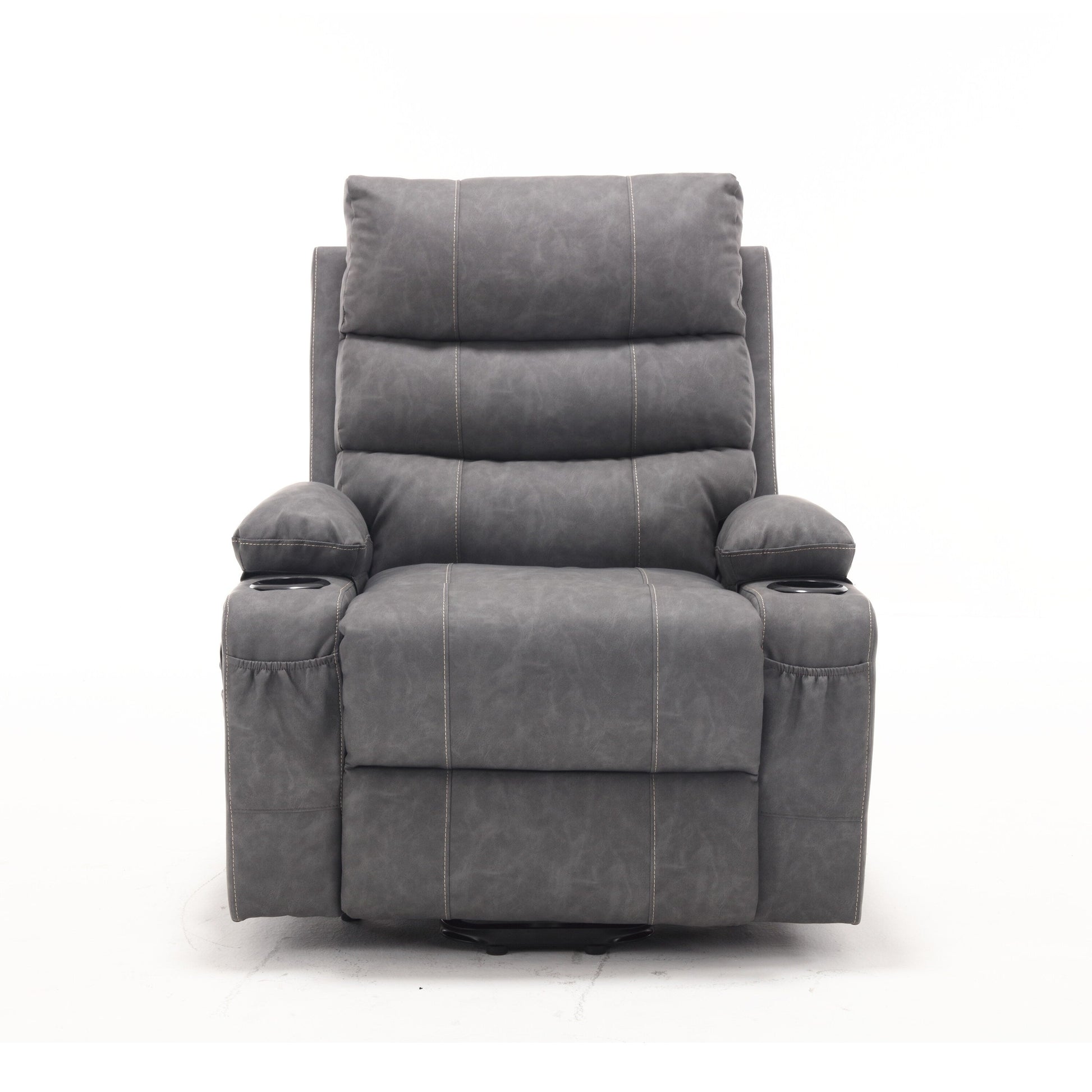 Fauteuil inclinable électrique à levage puissant, large de 53 cm (21 pouces), avec massage lombaire à 8 points, chauffe, télécommande, poches latérales et porte-gobelets, pour personnes âgées.