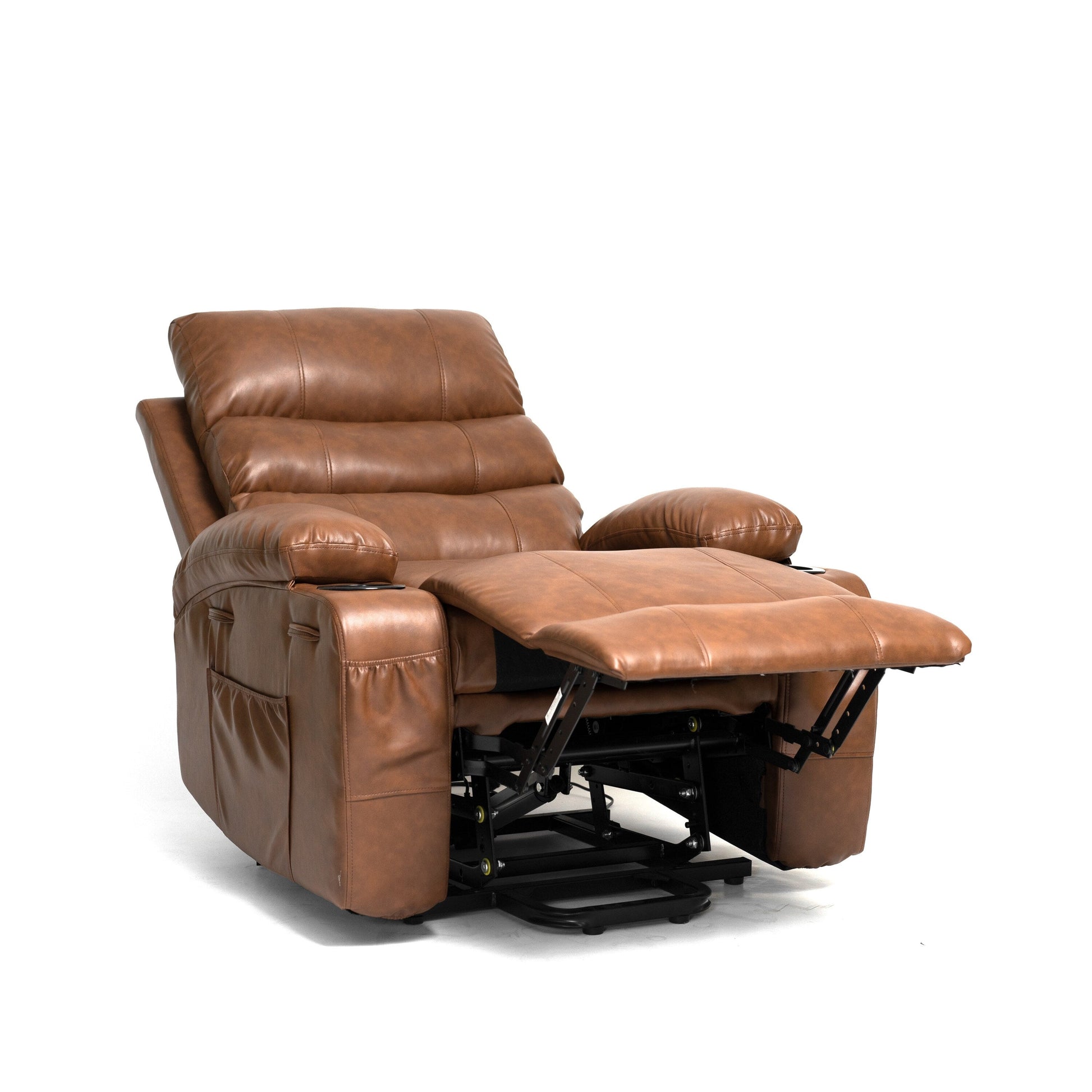 Fauteuil inclinable électrique à levage puissant, large de 53 cm (21 pouces), avec massage lombaire à 8 points, chauffe, télécommande, poches latérales et porte-gobelets, pour personnes âgées.
