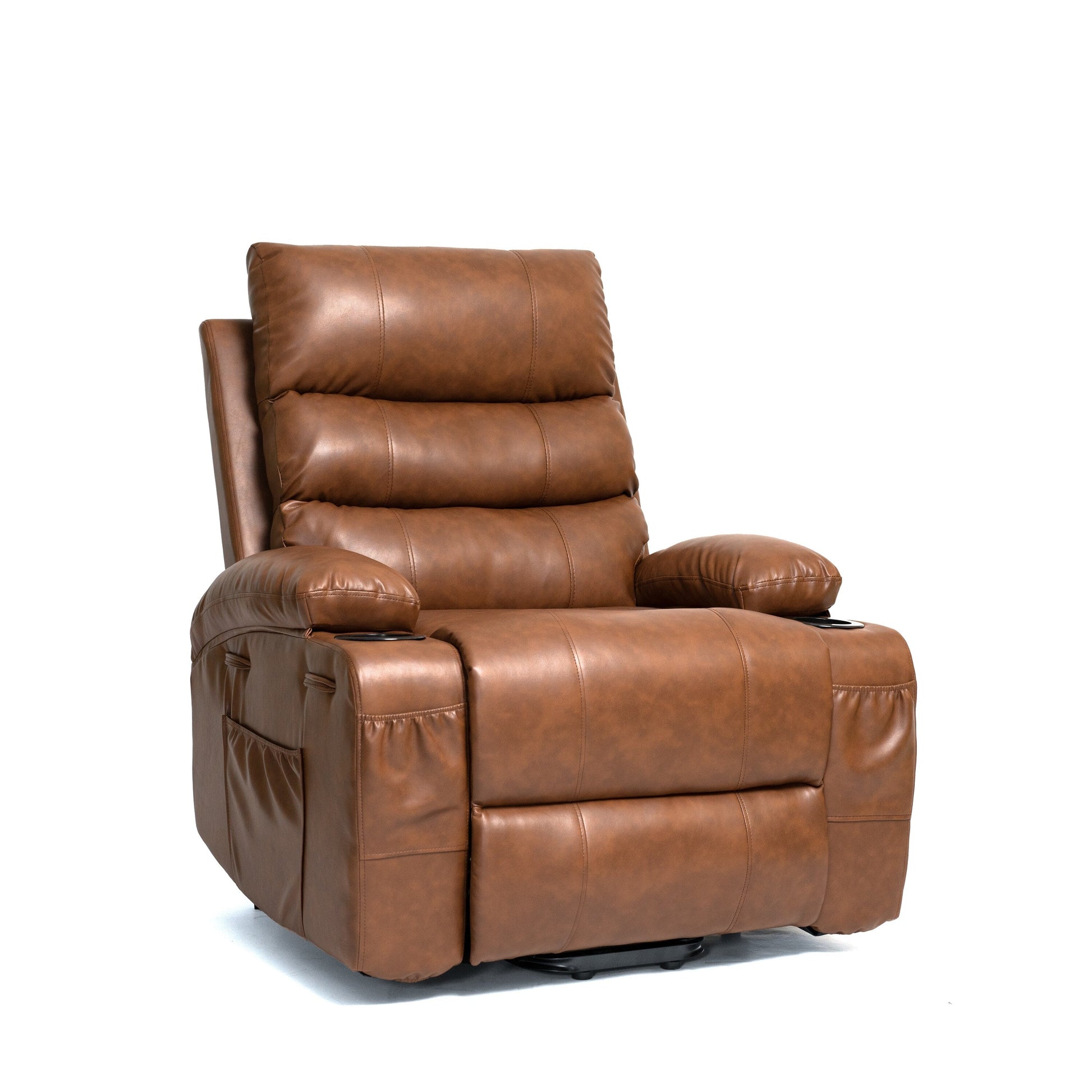 Fauteuil inclinable électrique à levage puissant, large de 53 cm (21 pouces), avec massage lombaire à 8 points, chauffe, télécommande, poches latérales et porte-gobelets, pour personnes âgées.