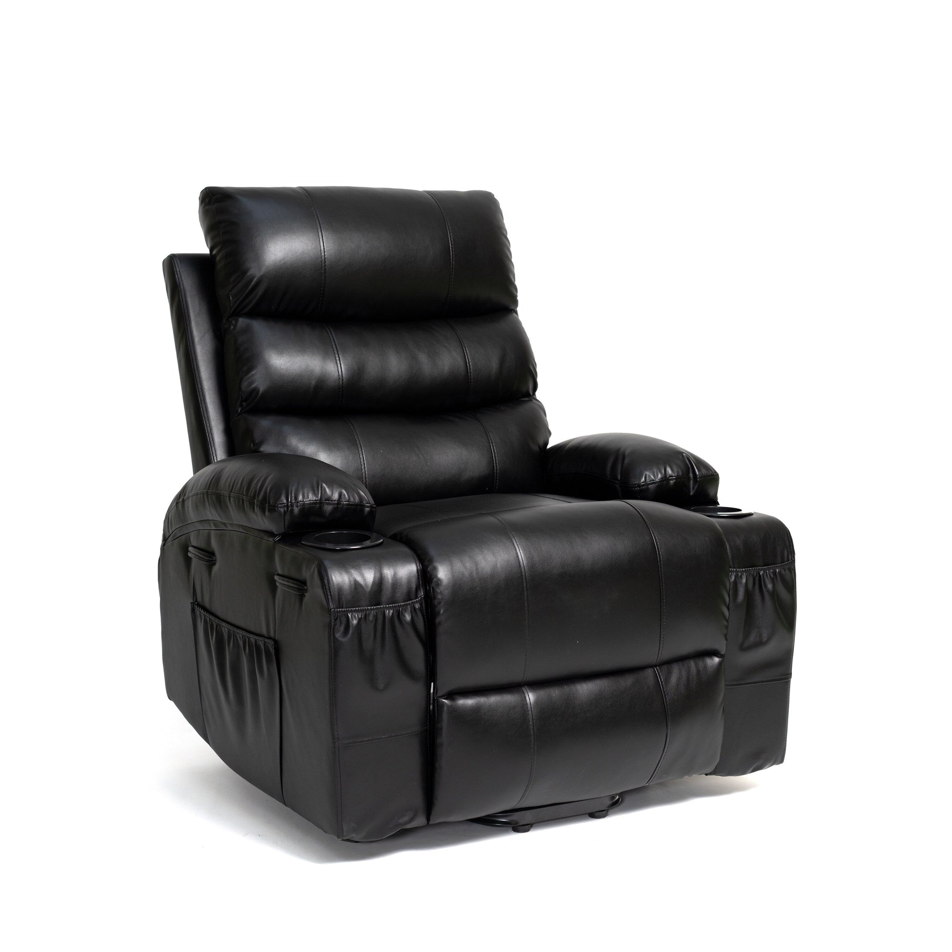 Fauteuil inclinable électrique à levage puissant, large de 53 cm (21 pouces), avec massage lombaire à 8 points, chauffe, télécommande, poches latérales et porte-gobelets, pour personnes âgées.