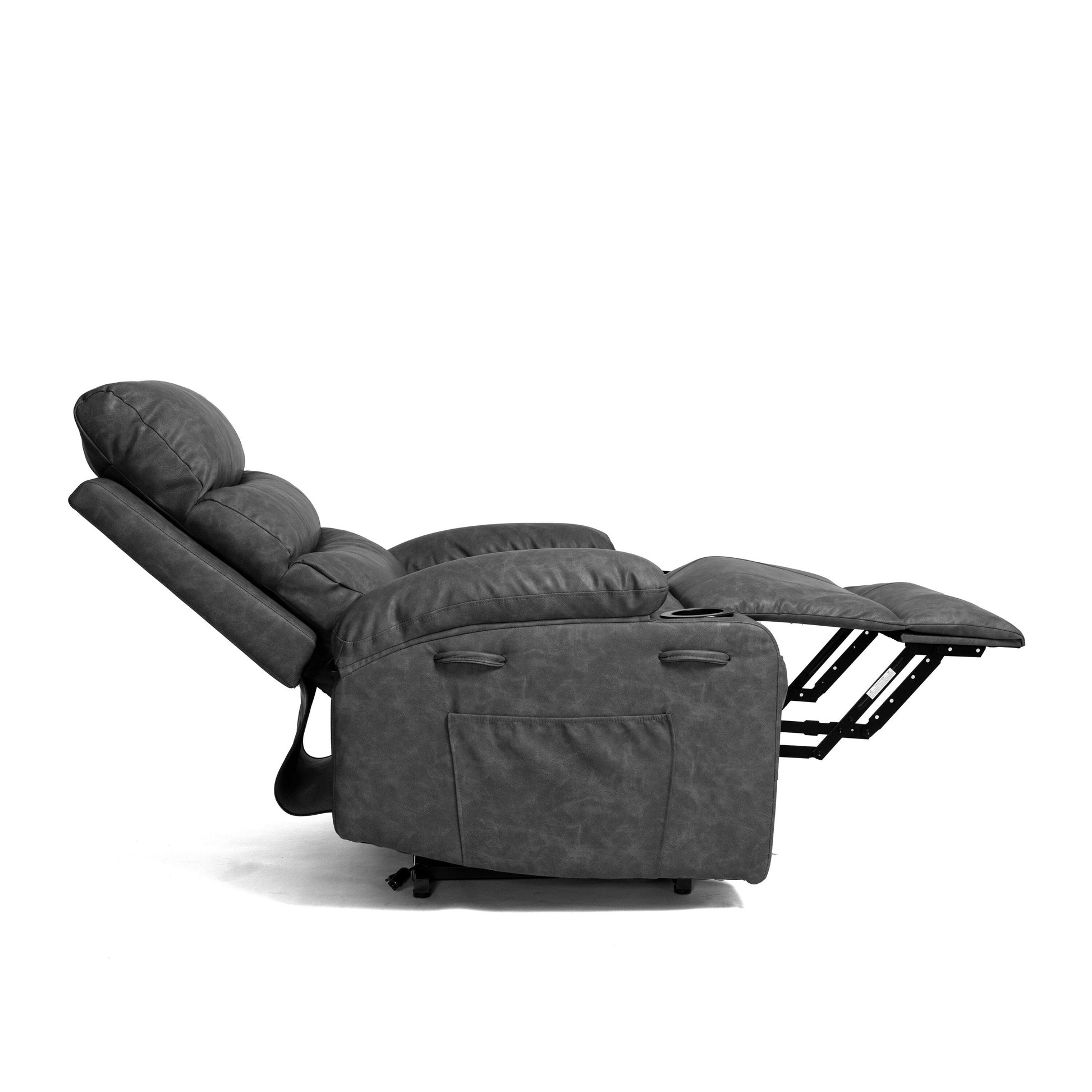 Fauteuil inclinable électrique à levage puissant, large de 53 cm (21 pouces), avec massage lombaire à 8 points, chauffe, télécommande, poches latérales et porte-gobelets, pour personnes âgées.