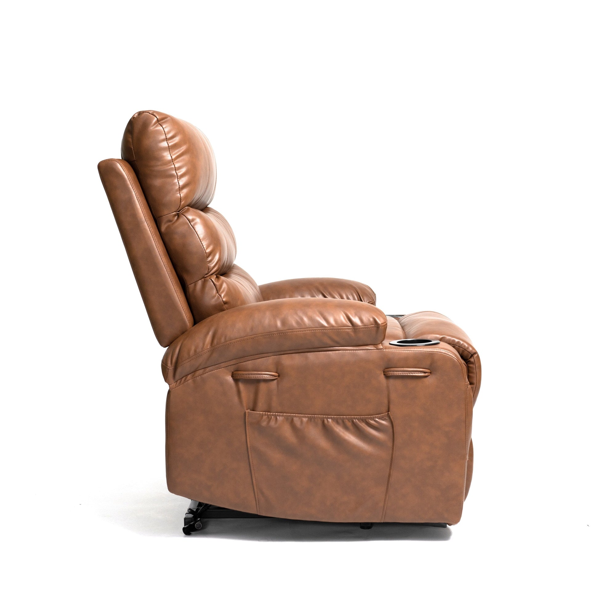 Fauteuil inclinable électrique à levage puissant, large de 53 cm (21 pouces), avec massage lombaire à 8 points, chauffe, télécommande, poches latérales et porte-gobelets, pour personnes âgées.