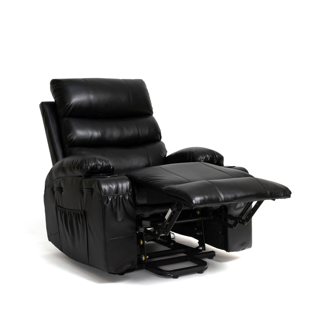 Fauteuil inclinable électrique à levage électrique de grande taille 21W, massage vibratoire à 8 points et chaleur lombaire, télécommande, poches latérales, porte-gobelets