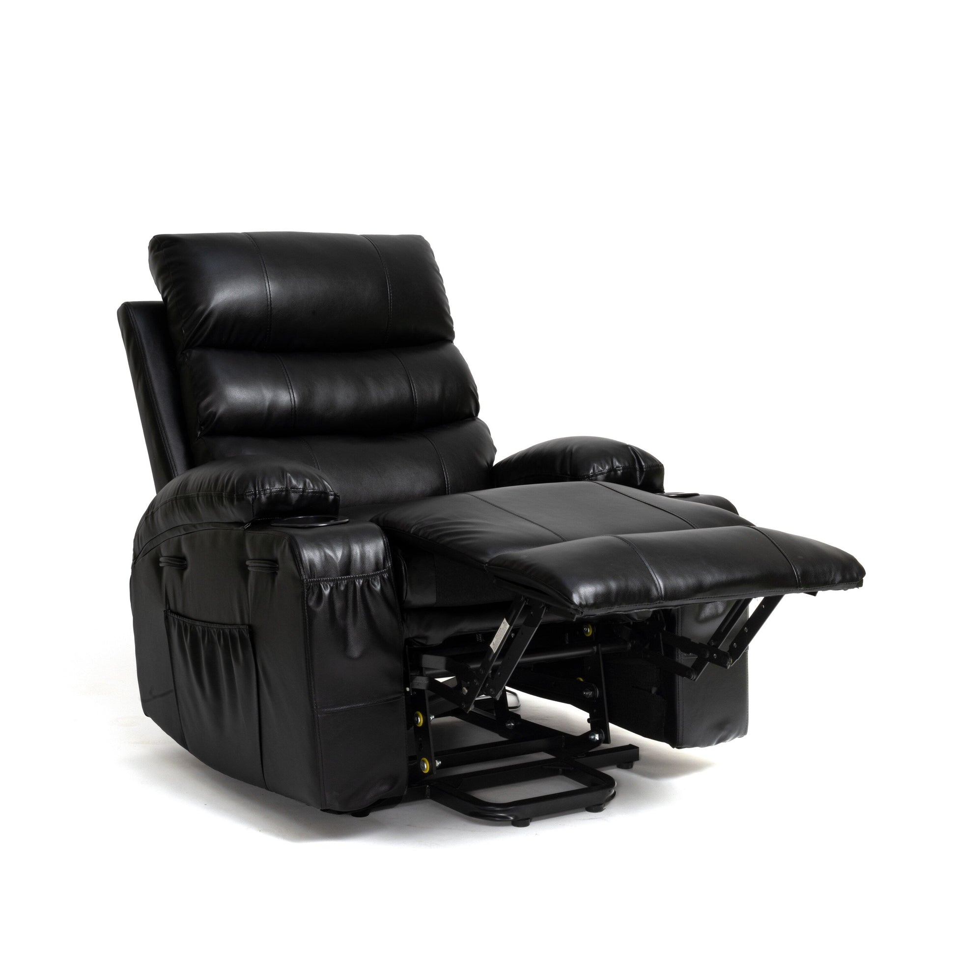 Fauteuil inclinable électrique à levage électrique de grande taille 21W, massage vibratoire à 8 points et chaleur lombaire, télécommande, poches latérales, porte-gobelets